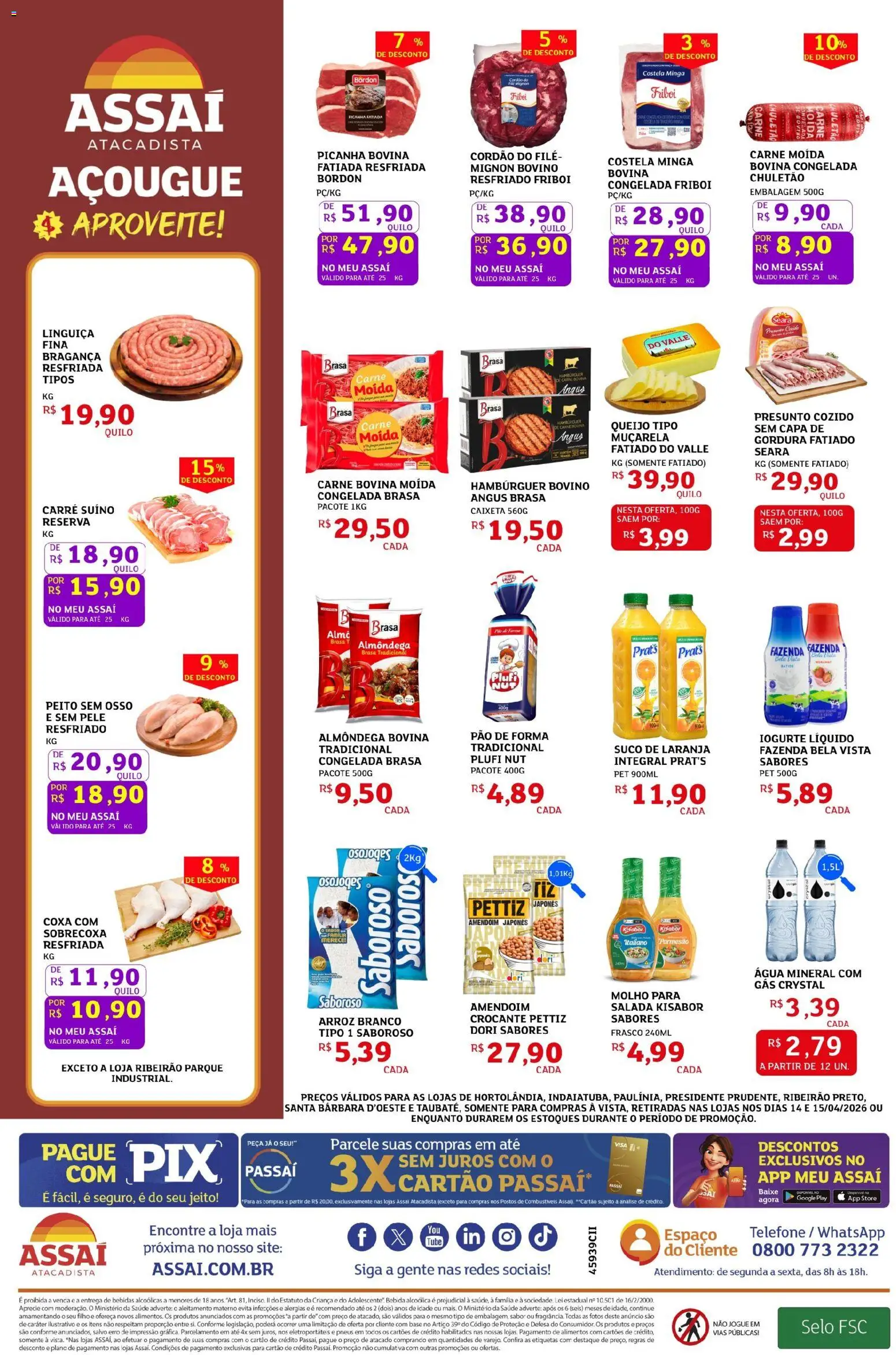 Assaí Atacadista Folheto - válido de 14.04.2026 | Página: 2 | Produtos: Amendoim, Pão de forma, Bebida, Telefone