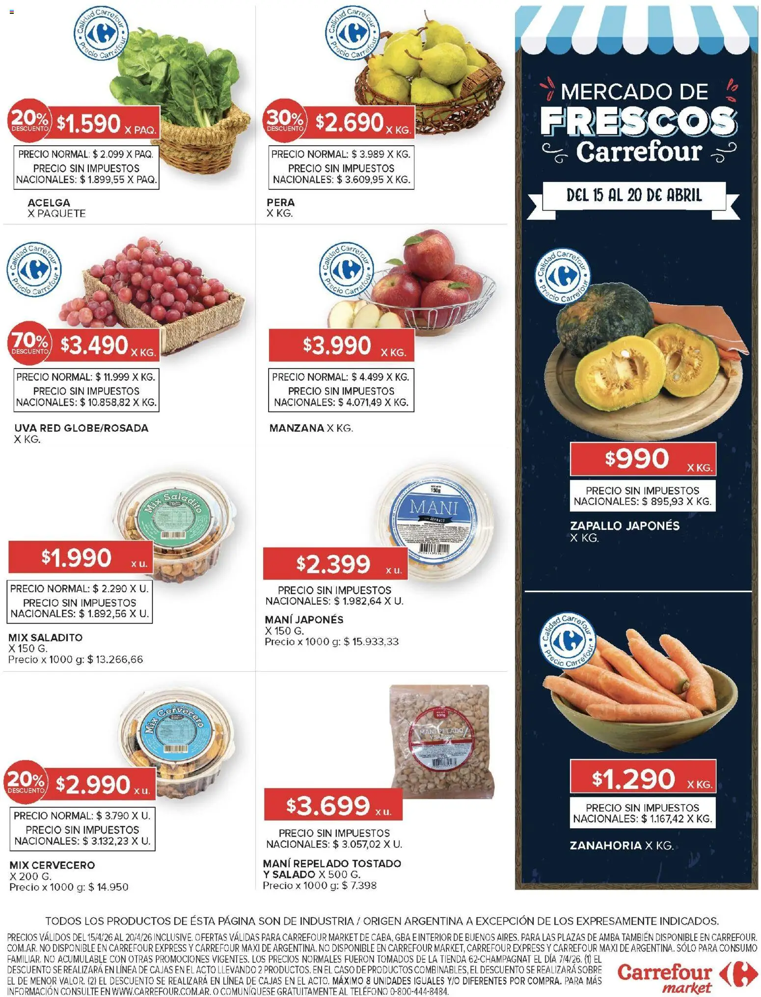 Carrefour ofertas │ válido desde el 15.04.2026 | Página: 36 | Productos: Teléfono, Sobre, Mani, Zanahoria