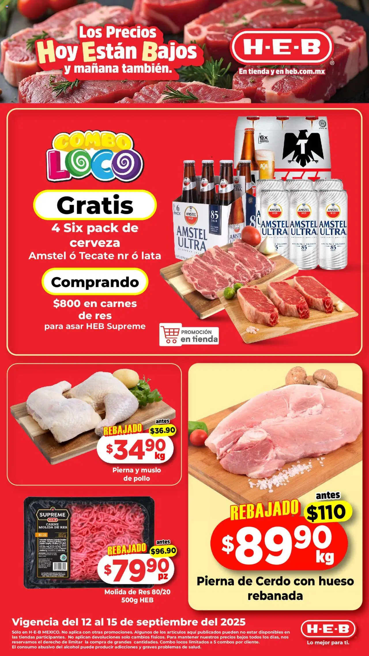 Nuevas ofertas de H-E-B válidas en toda la República Mexicana desde el 12.09.2025. ¡Encuentra las mejores ofertas en H-E-B - Folleto! | Página: 1 | Productos: Pollo, Cerveza, Cerdo, Res