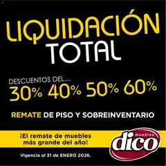Vista previa de Muebles Dico catálogo Liquidación Total, nuevo folleto de la tienda, válido en México a partir del 01.01.2026