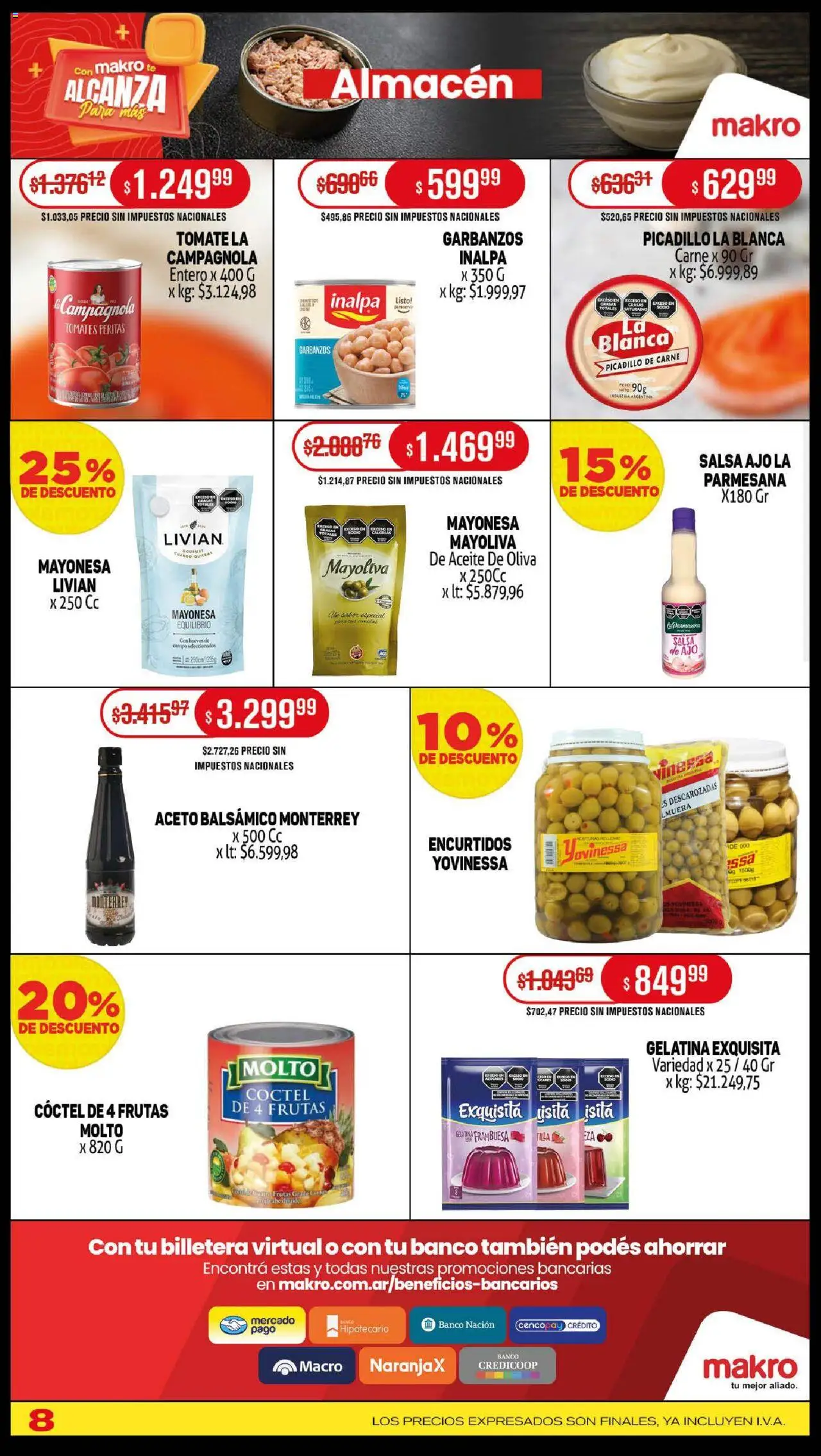 Makro ofertas │ válido desde el 16.10.2025 | Página: 8 | Productos: Garbanzos, Oliva, Ajo, Billetera