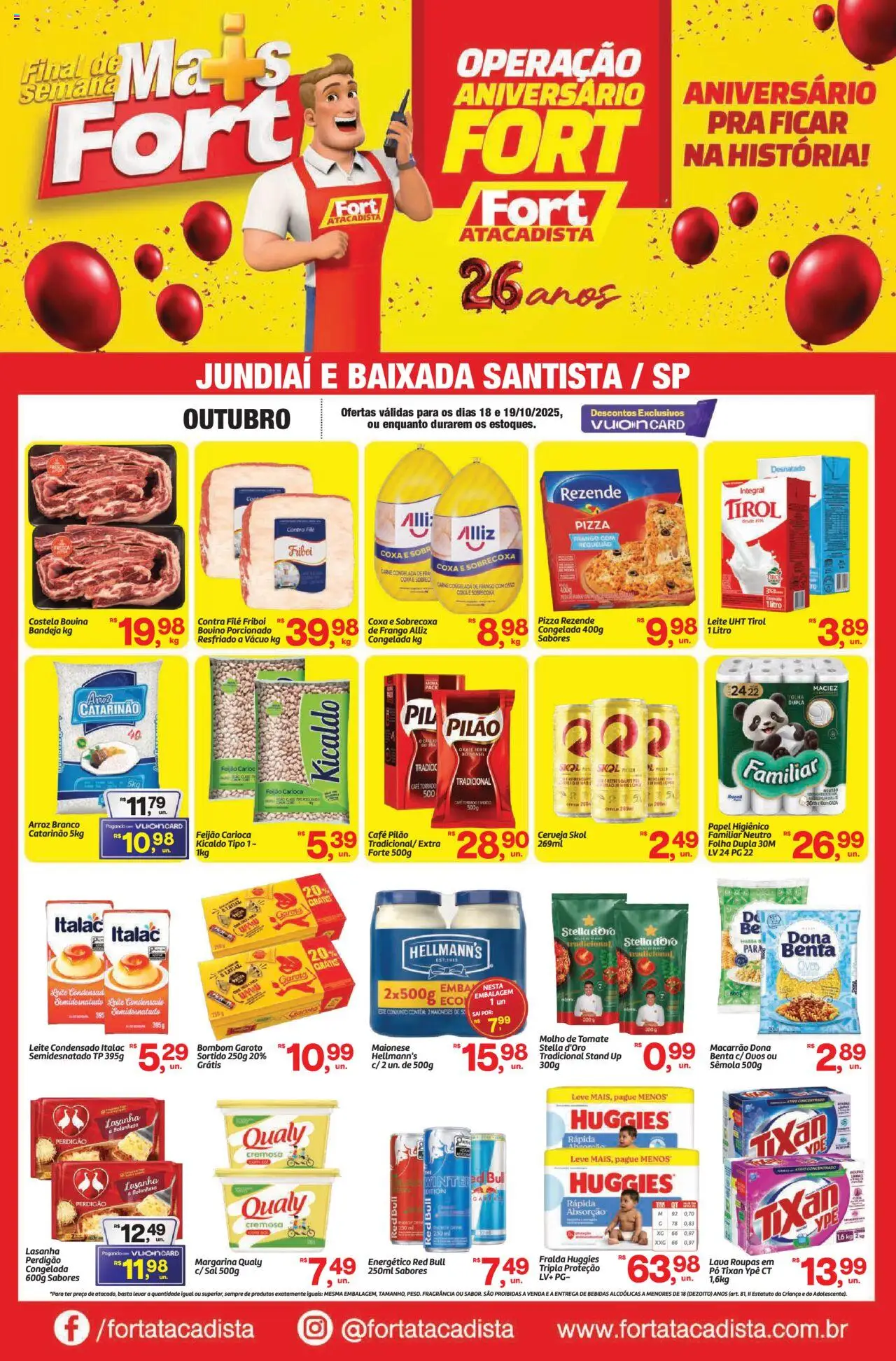 Fort Atacadista Folheto - válido de 18.10.2025 | Página: 1 | Produtos: Pó, Molho de tomate, Leite, Bombom