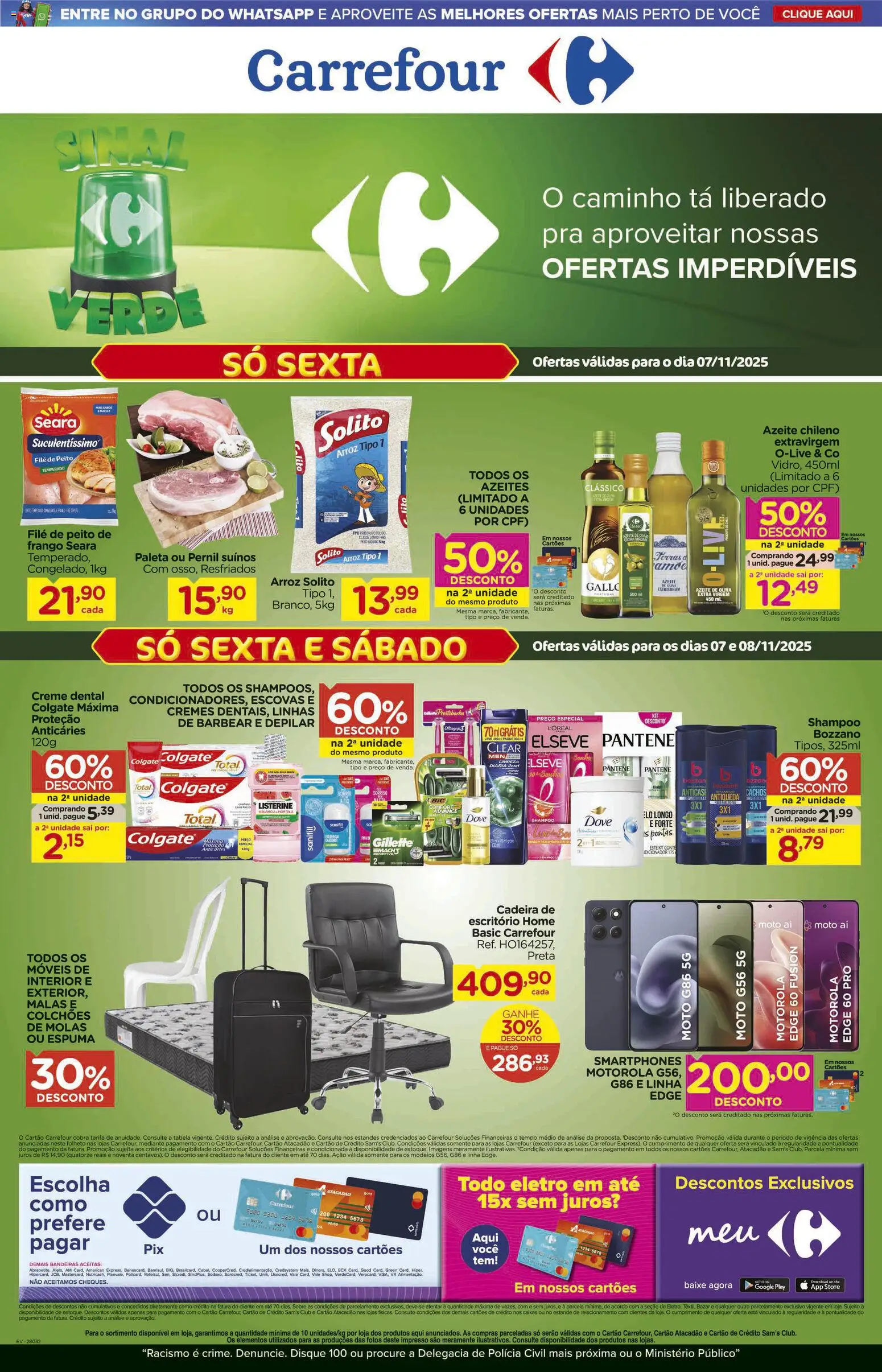 Carrefour Folheto - válido de 07.11.2025 | Página: 1 | Produtos: Cadeira de escritório, Arroz, Frango, Azeite