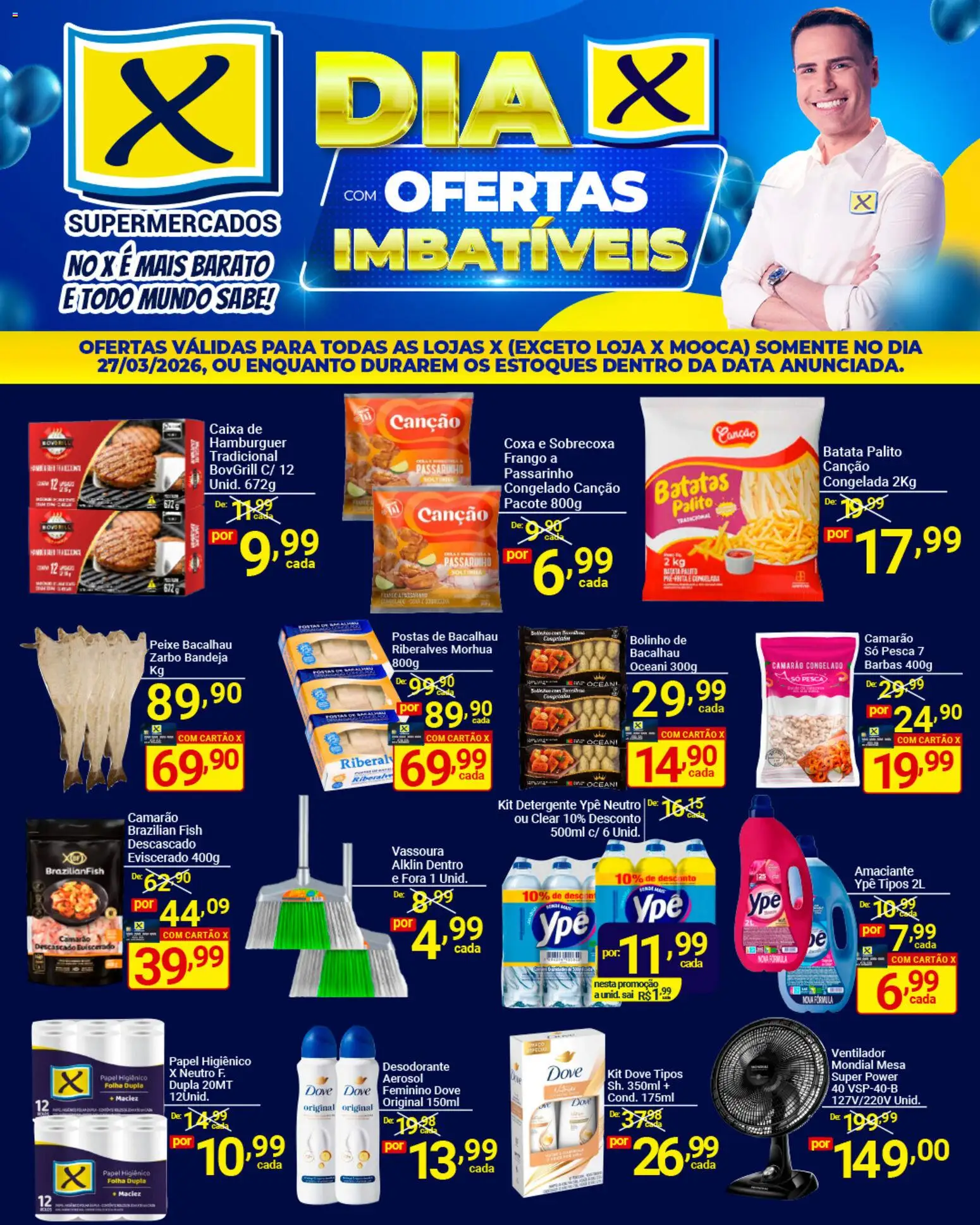 X Supermercados Folheto - válido de 27.03.2026 | Página: 2 | Produtos: Ventilador, Bacalhau, Detergente, Mesa