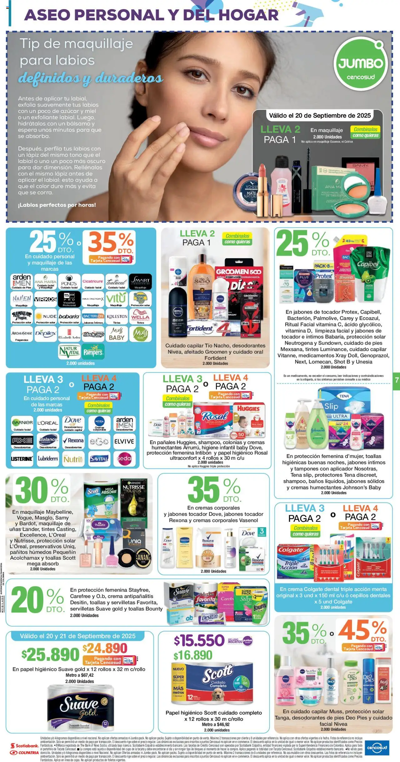 Jumbo revista - valida desde el 19.09.2025 | Página: 7 | Productos: Crema, Azucar, Tampones, Papel higiénico