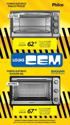 Lojas Cem - Ofertas atuais - Pré-Visualização do folheto da loja Lojas Cem, válido de 17.11.2025 | Página: 47 | Produtos: Forno, Forno elétrico, Carne, Eletrodomésticos