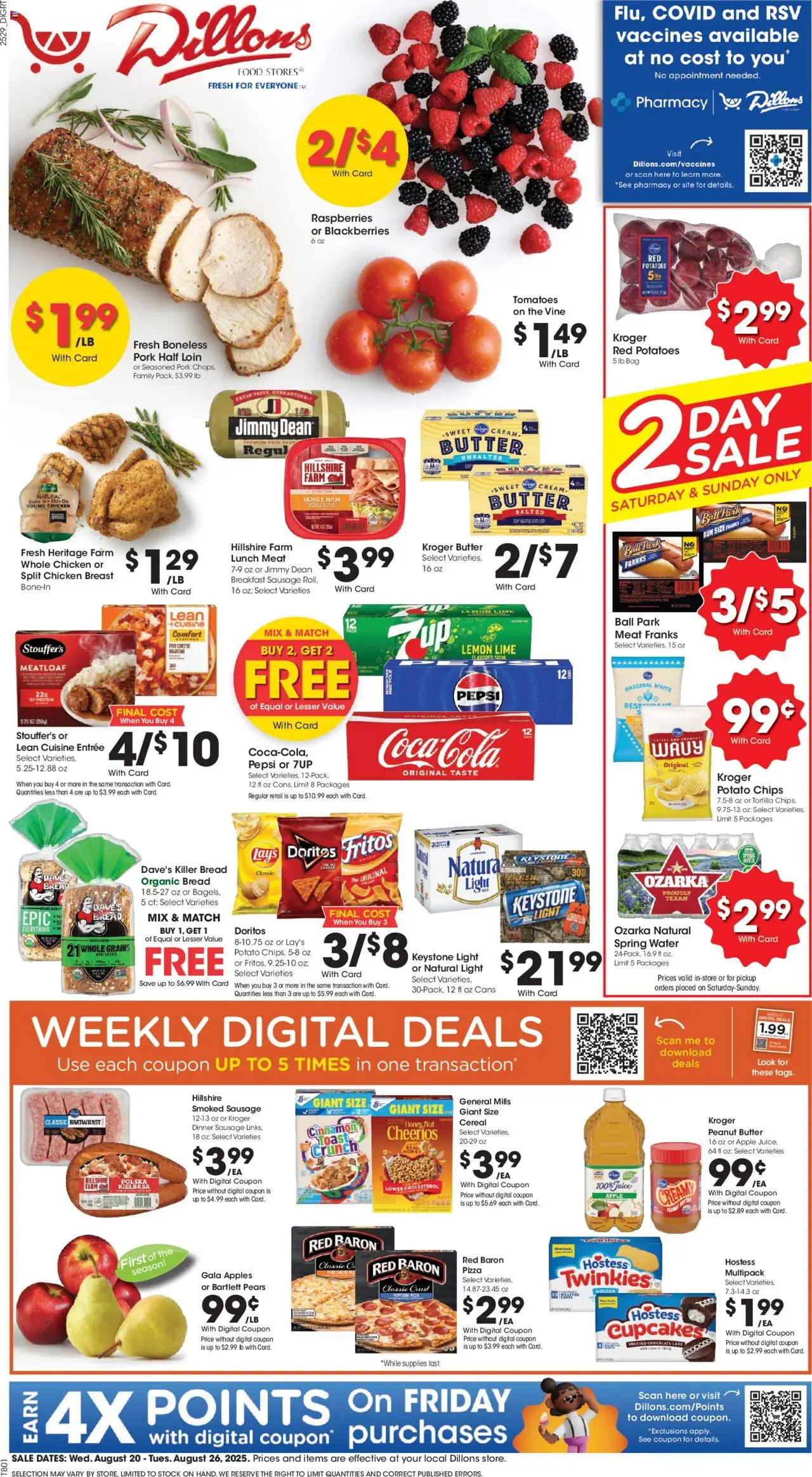 Dillons Weekly Ad - valid from 20.08.2025 | Page: 1 | Products: Butter, Apples, Cream, Potatoes