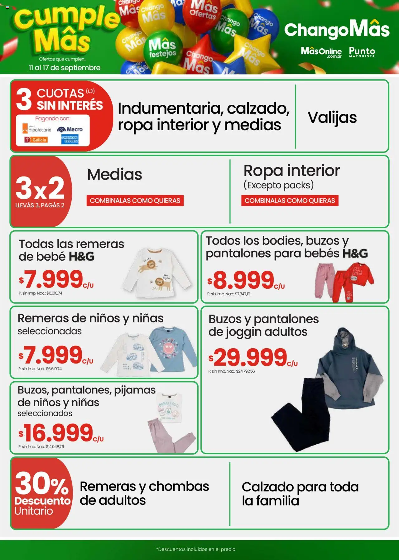 Changomas ofertas │ válido desde el 11.09.2025 | Página: 13 | Productos: Ropa, Pantalones, Ropa interior, Medias