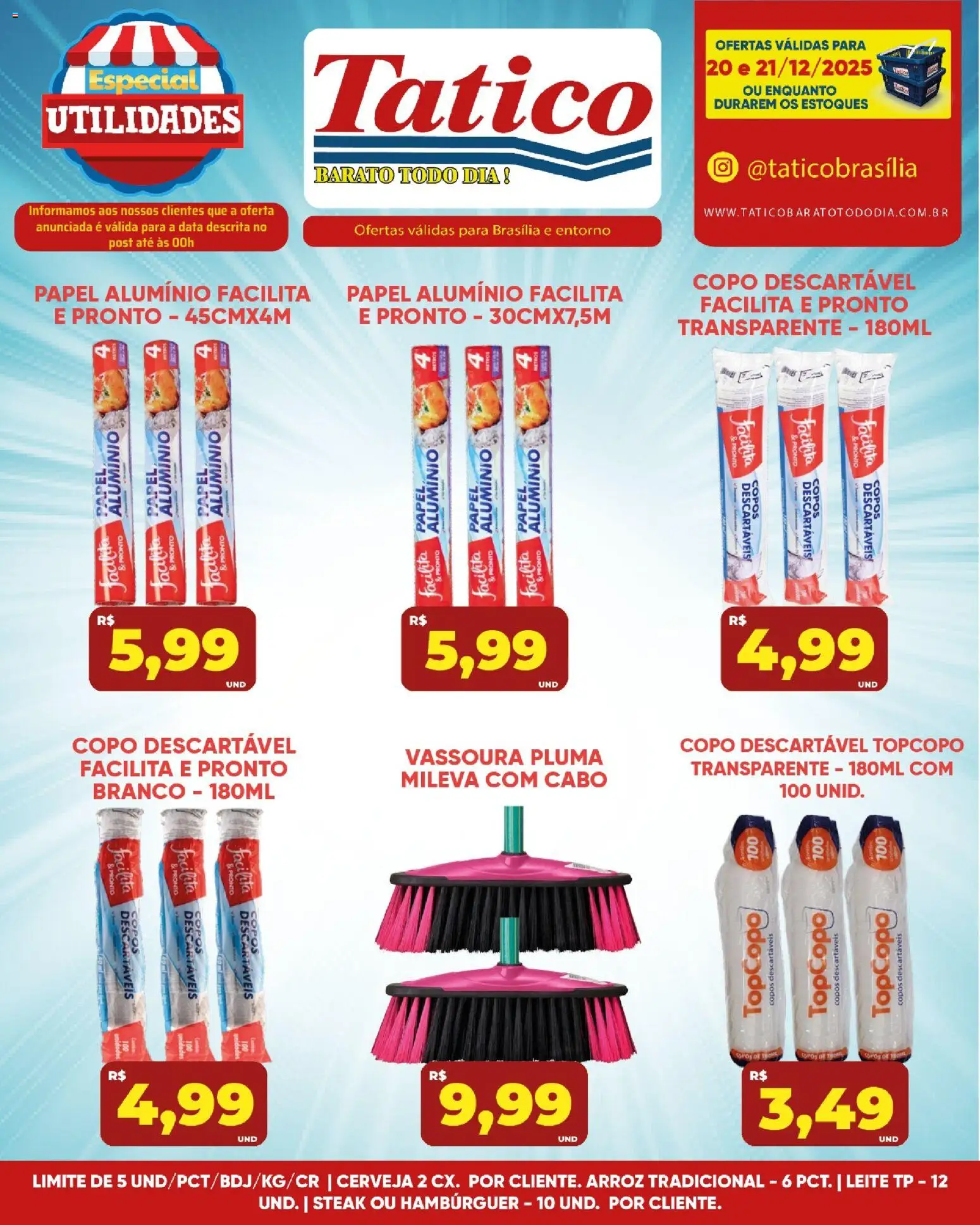 Tatico Folheto - válido de 20.12.2025 | Página: 3 | Produtos: Copos descartáveis, Cerveja, Hambúrguer, Vassoura