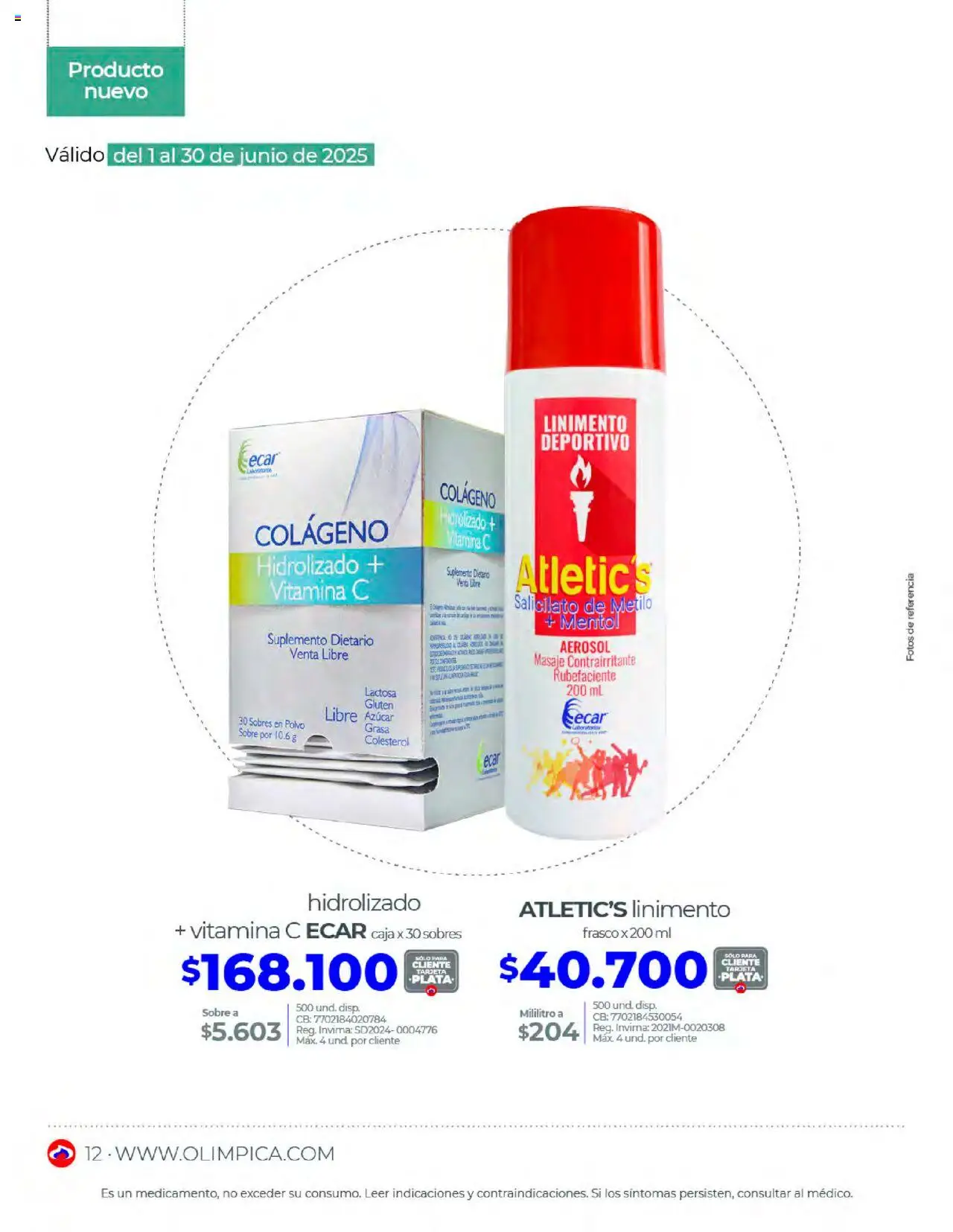 Olímpica revista - valida desde el 01.06.2025 | Página: 12 | Productos: Frasco, Azucar, Suplemento dietario, Caja