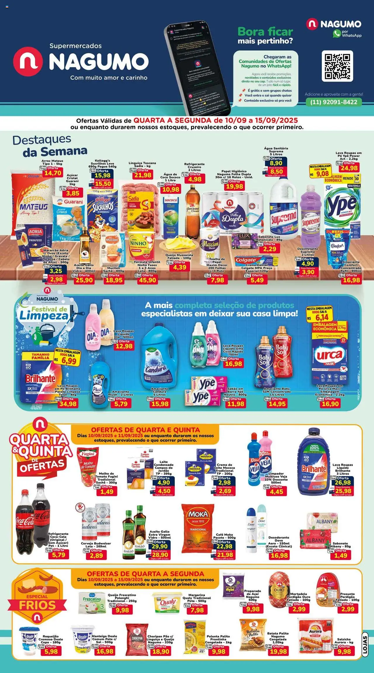 Nagumo Folheto - válido de 10.09.2025 | Página: 1 | Produtos: Rolo, Creme, Mussarela, Água sanitária