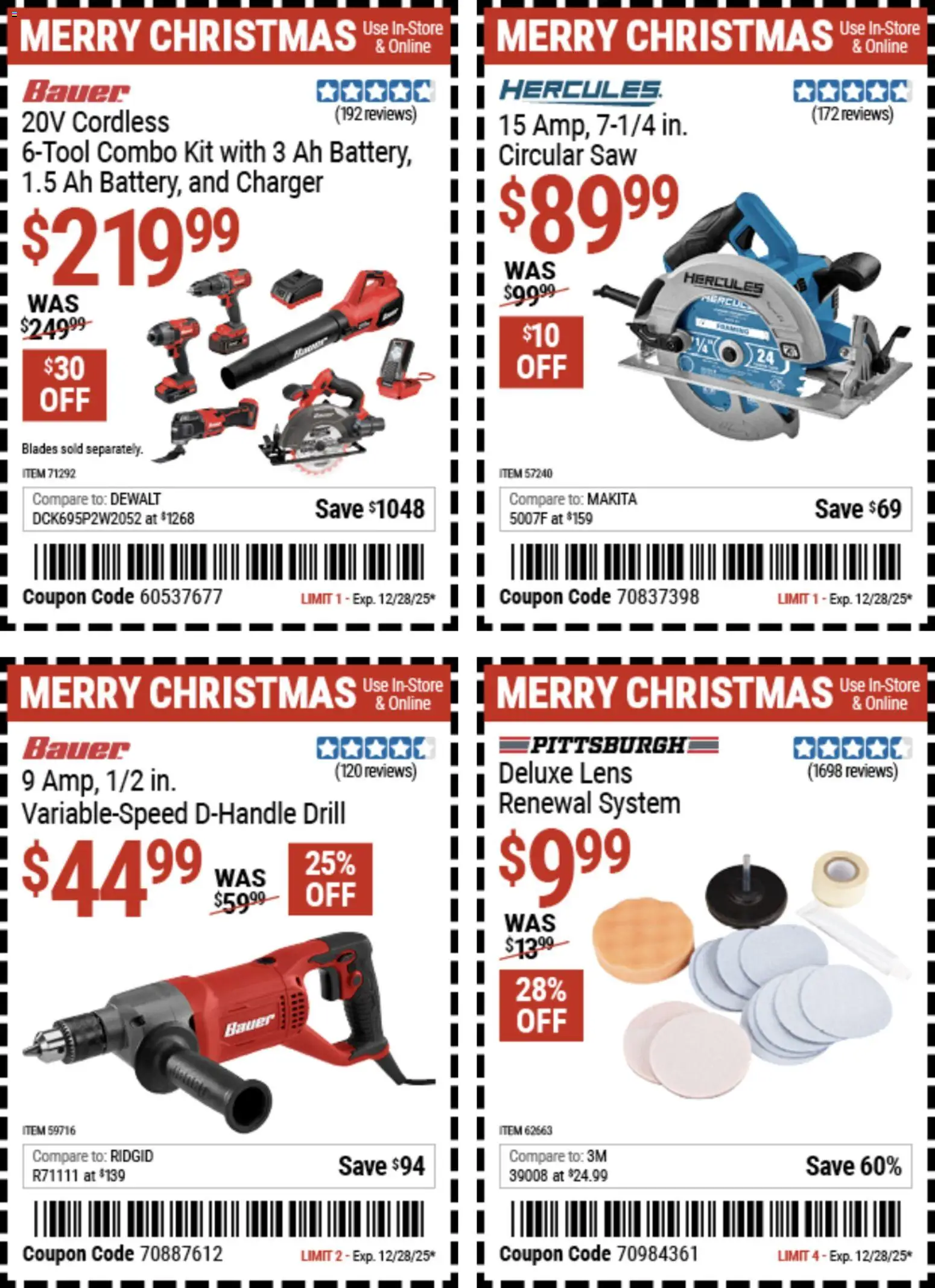 Harbor Freight Christmas Coupon Deals - valid from 15.12.2025 | Page: 4 | Products: Saw, Circular Saw, Charger