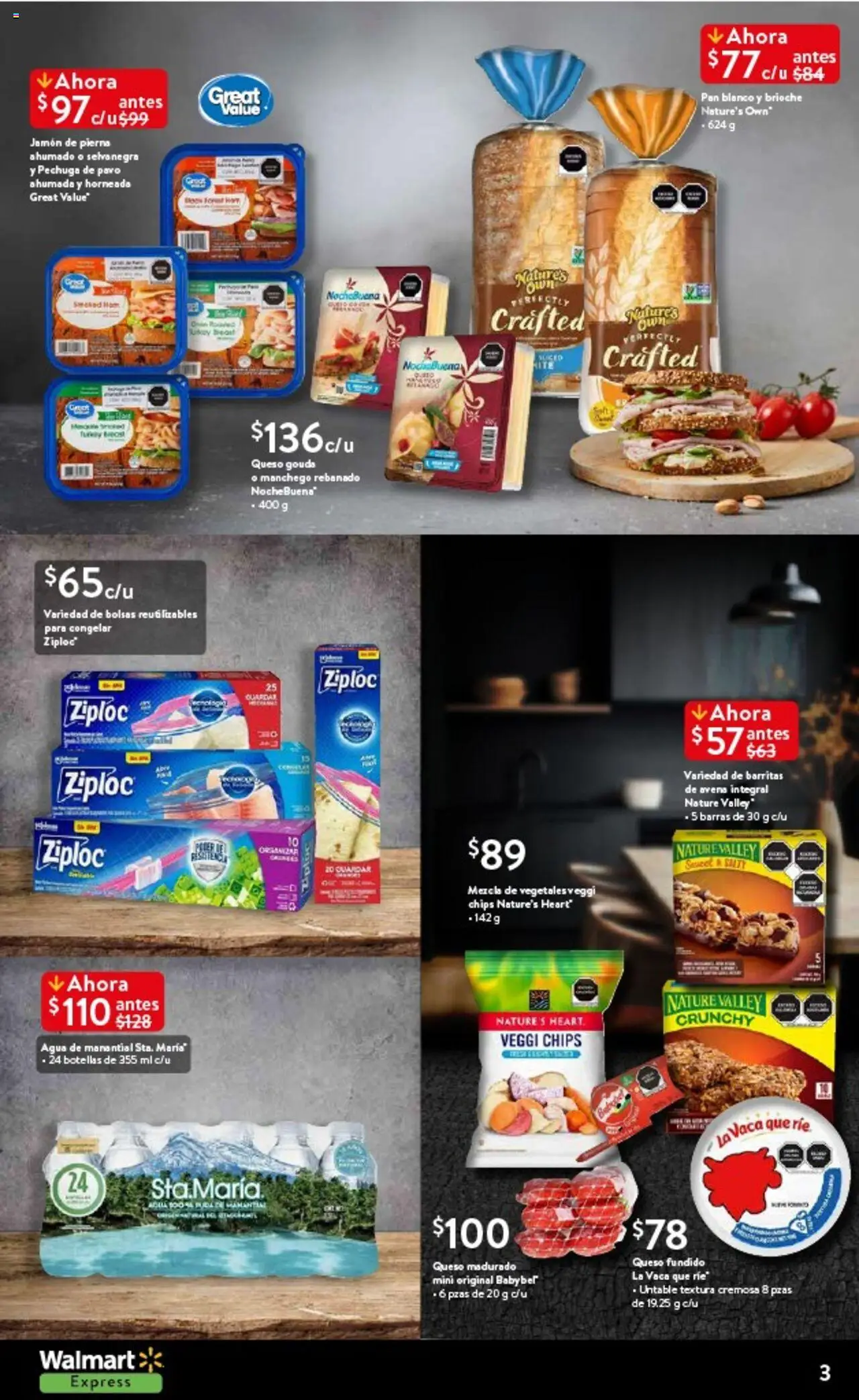 Nuevas ofertas de Walmart Express válidas en toda la República Mexicana desde el 14.08.2025. ¡Encuentra las mejores ofertas en Walmart Express - Folleto! | Página: 3 | Productos: Avena, Agua, Queso, Pan