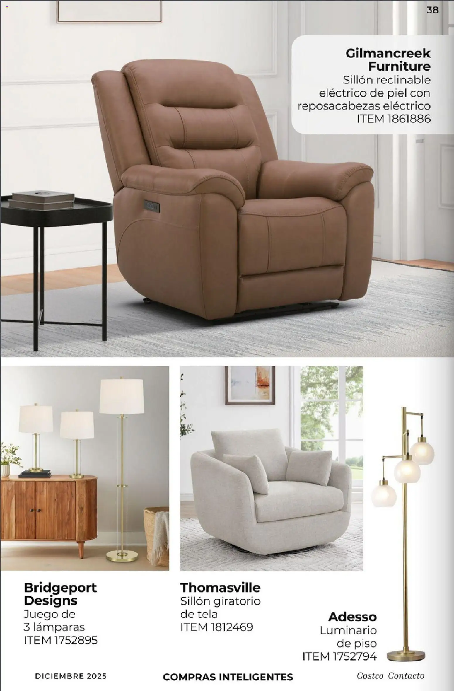 Nuevas ofertas de Costco válidas en toda la República Mexicana desde el 01.12.2025. ¡Encuentra las mejores ofertas en Costco Revista Diciembre! | Página: 38 | Productos: Sillón, Juego