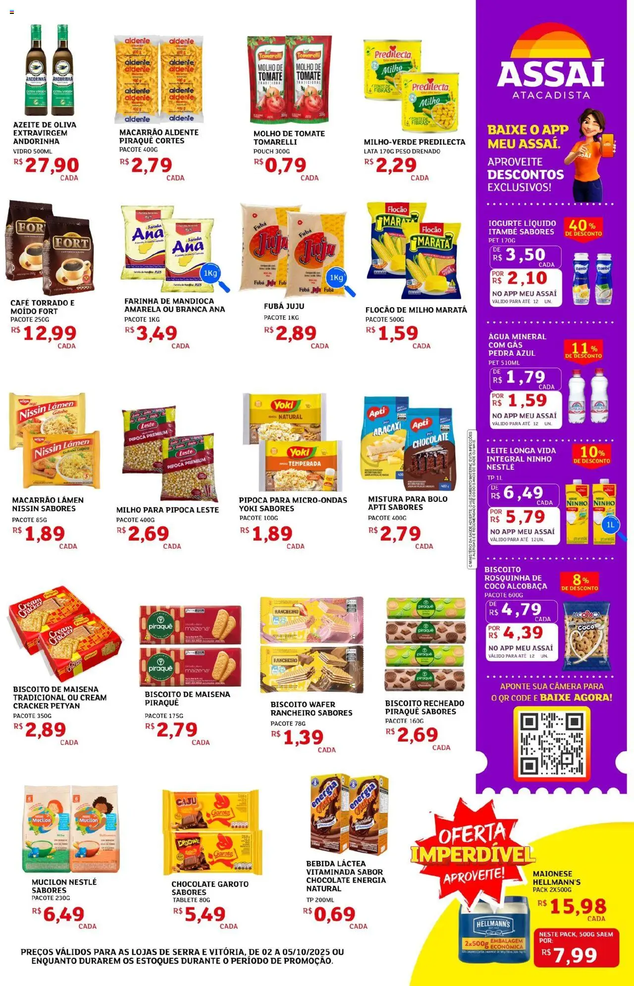 Assaí Atacadista Folheto - válido de 02.10.2025 | Página: 3 | Produtos: Biscoito, Molho de tomate, Chocolate, Câmera