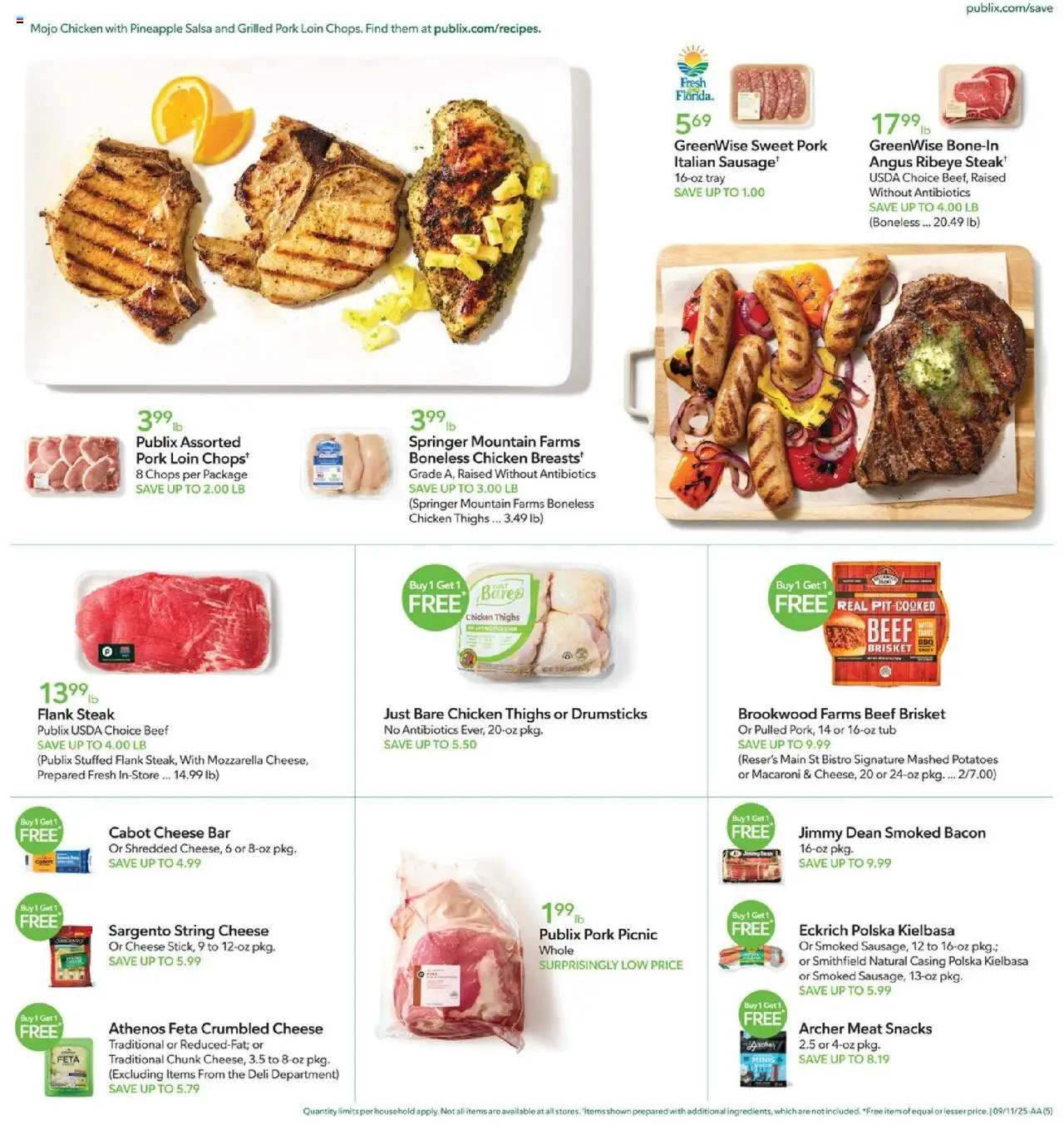 Publix Weekly Ad - valid from 10.09.2025 | Page: 5 | Products: Pork, Beef, Pineapple, Potatoes