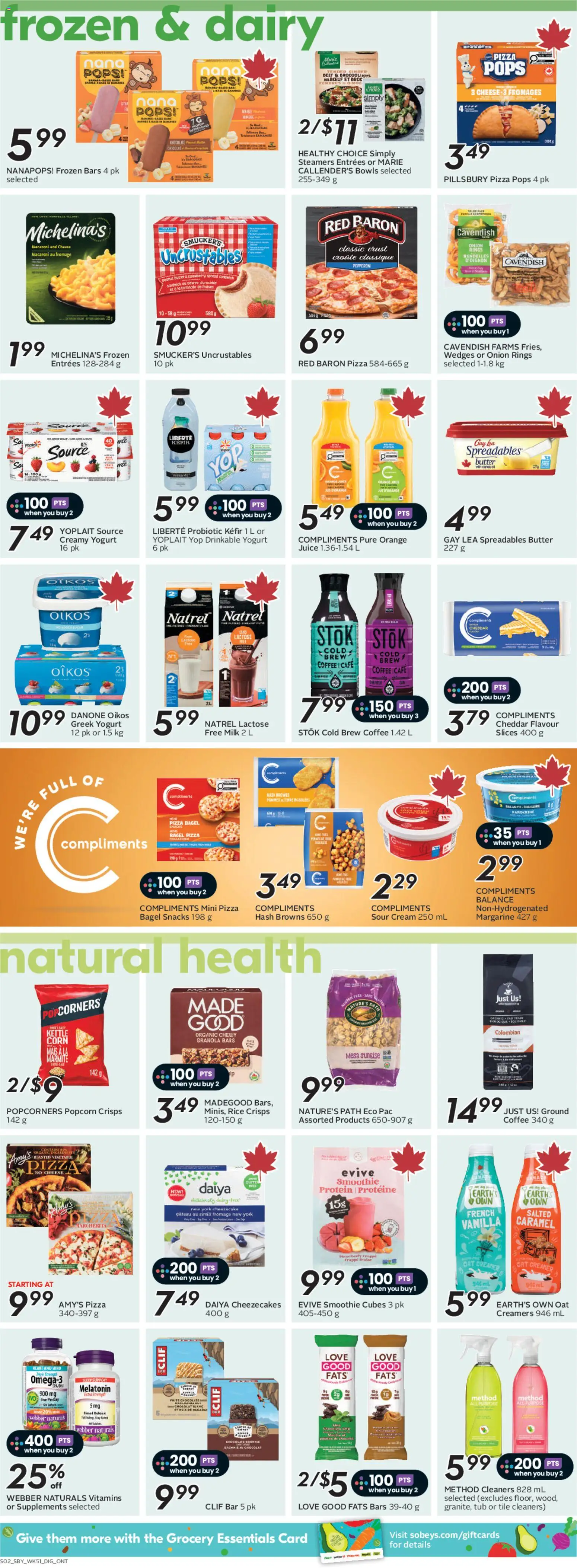 Sobeys flyer valid from 16.04.2026 | Page: 10 | Products: Sour cream, Beef, Butter, Pizza