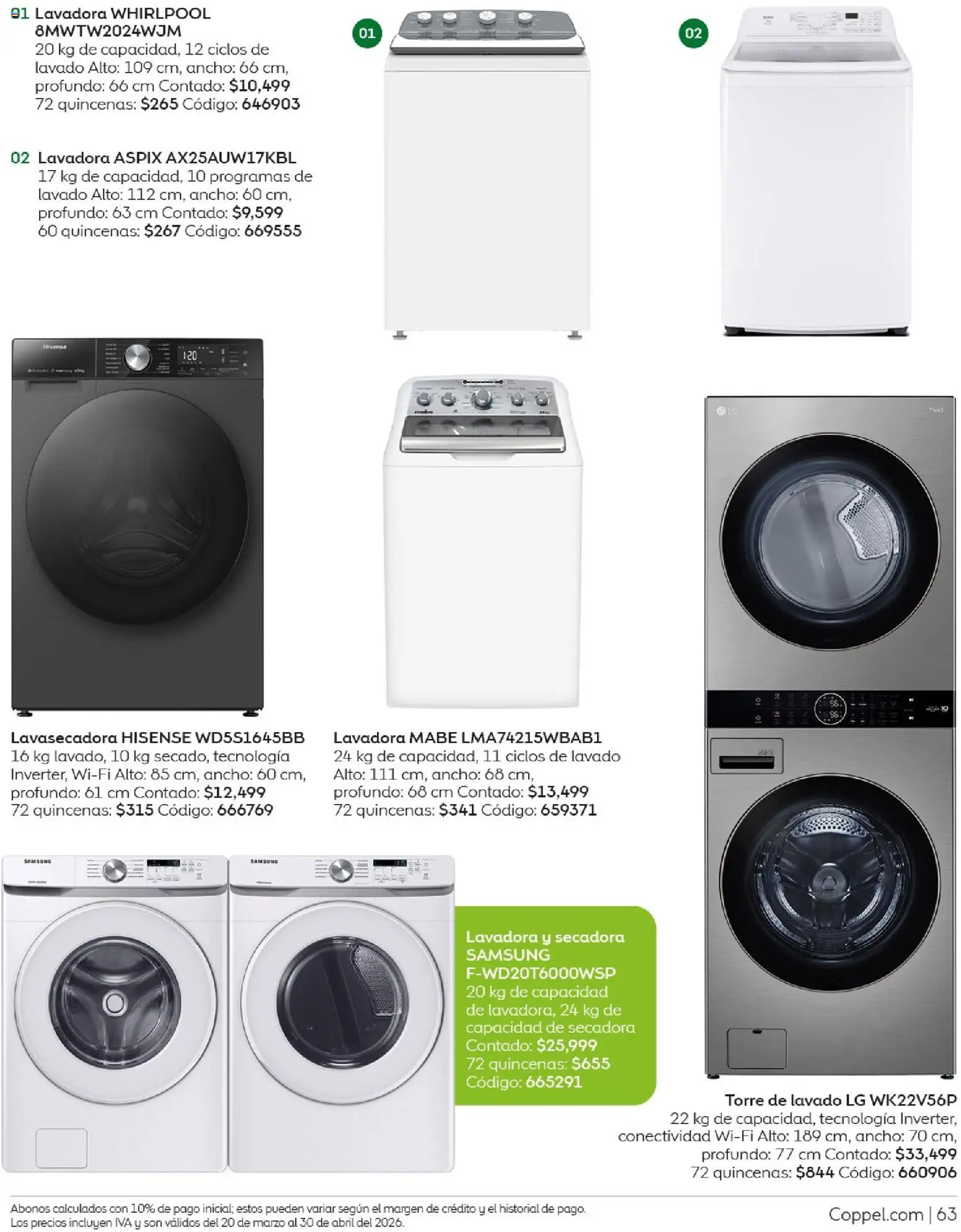 Nuevas ofertas de Coppel válidas en toda la República Mexicana desde el 01.03.2026. ¡Encuentra las mejores ofertas en Coppel catálogo Vacaciones Semana Santa! | Página: 63 | Productos: Secadora, Lavadora