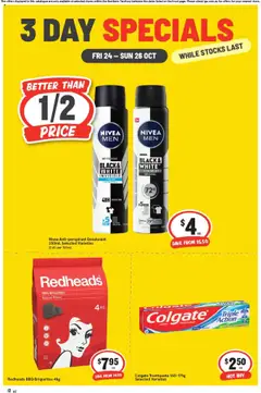 Preview of IGA - 3 Day Specials NT - valid from 24.10.2025 | Page: 4 | Products: Deodorant, Antiperspirant, Toothpaste, Wood