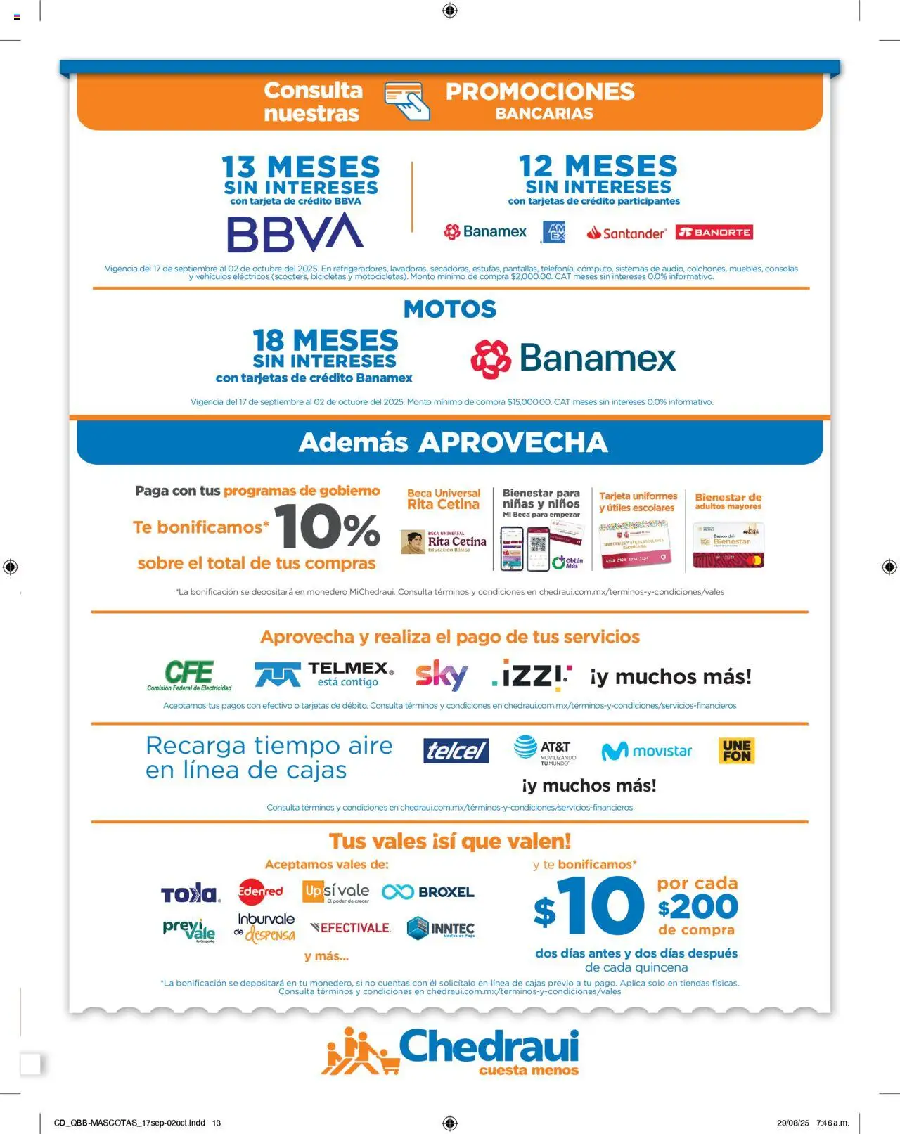 Nuevas ofertas de Chedraui válidas en toda la República Mexicana desde el 17.09.2025. ¡Encuentra las mejores ofertas en Chedraui - Folleto! | Página: 13 | Productos: Monedero, Despensa, Té, Sobre