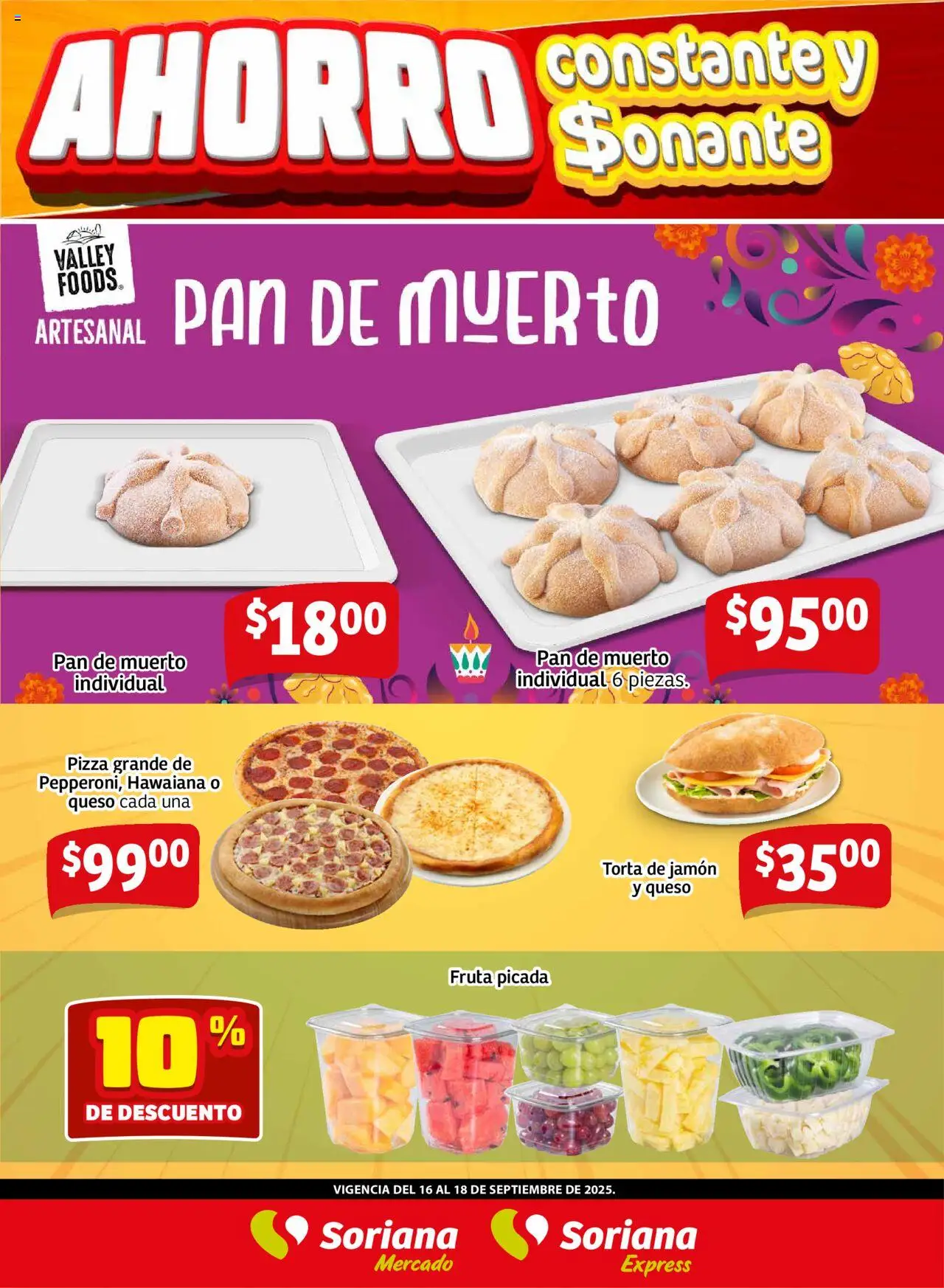 Nuevas ofertas de Soriana válidas en toda la República Mexicana desde el 16.09.2025. ¡Encuentra las mejores ofertas en Soriana - Frescos del Mandado Mercado: BCS, Son y Sin! | Página: 3 | Productos: Queso, Pan, Jamón, Pizza