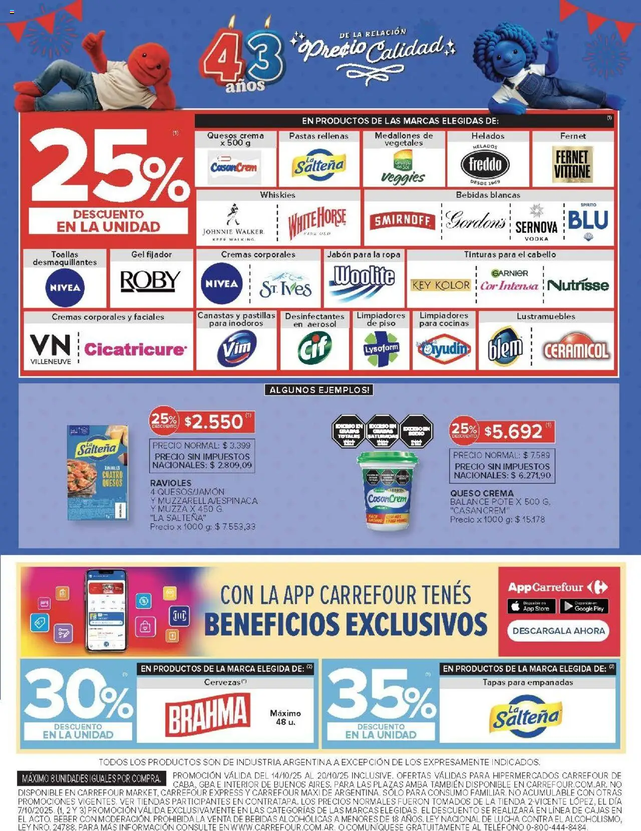 Carrefour ofertas │ válido desde el 14.10.2025 | Página: 14 | Productos: Teléfono, Lustramuebles, Queso, Crema