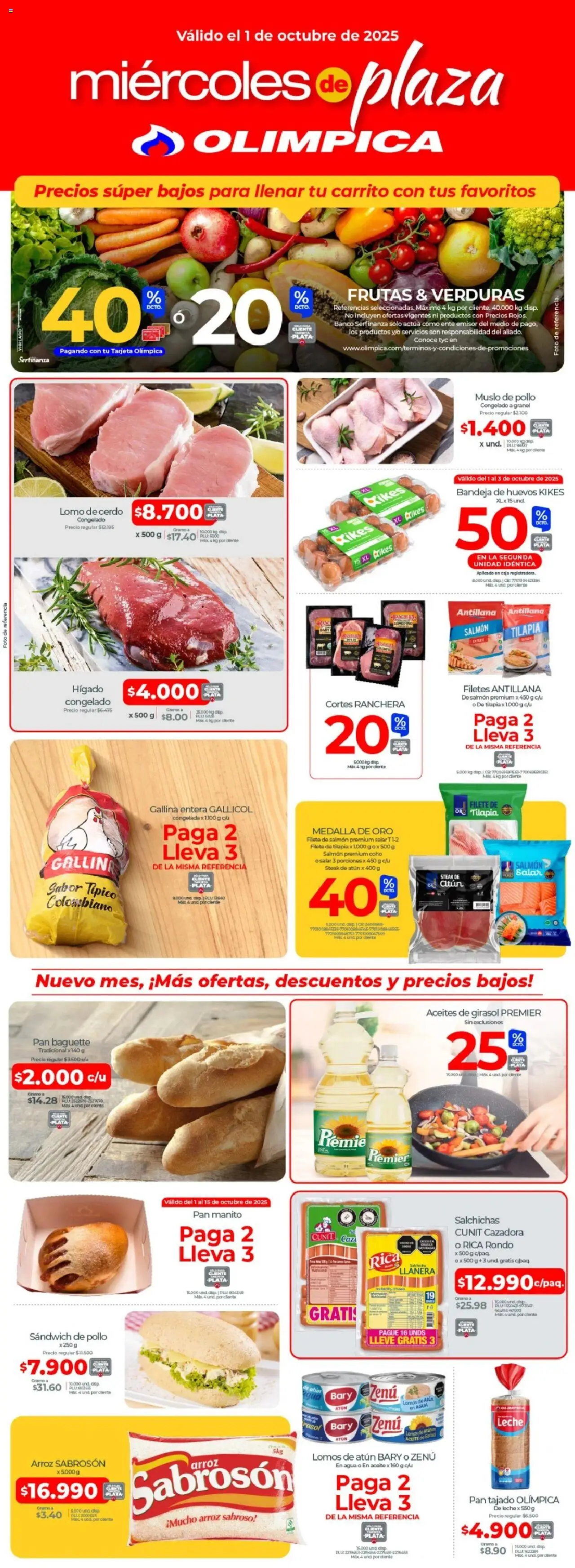 Olímpica revista - valida desde el 01.10.2025 | Página: 1 | Productos: Arroz, Bandeja, Caja, Huevos