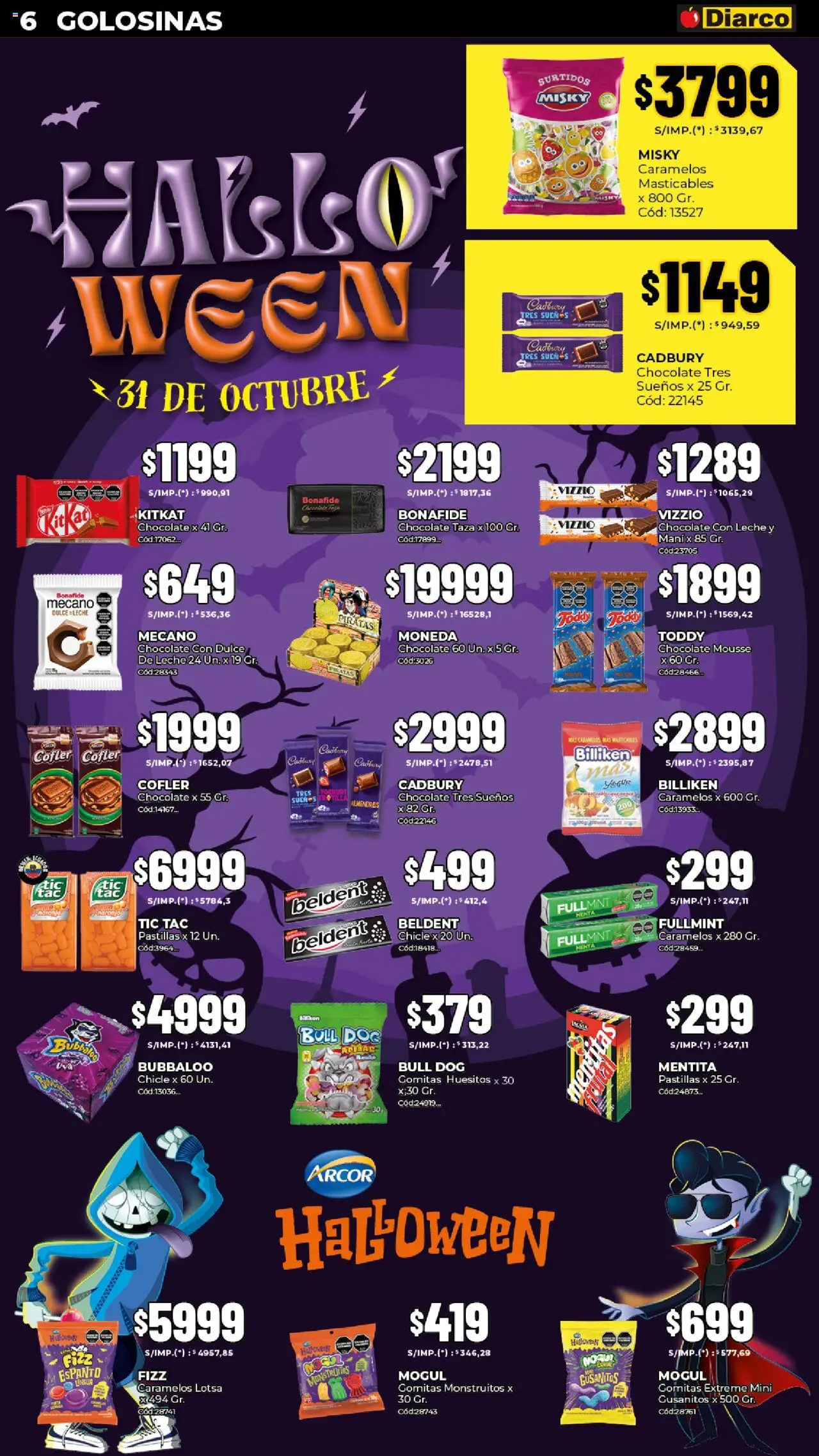 Diarco ofertas │ válido desde el 20.10.2025 | Página: 6 | Productos: Leche, Yogur, Chocolate, Chicle