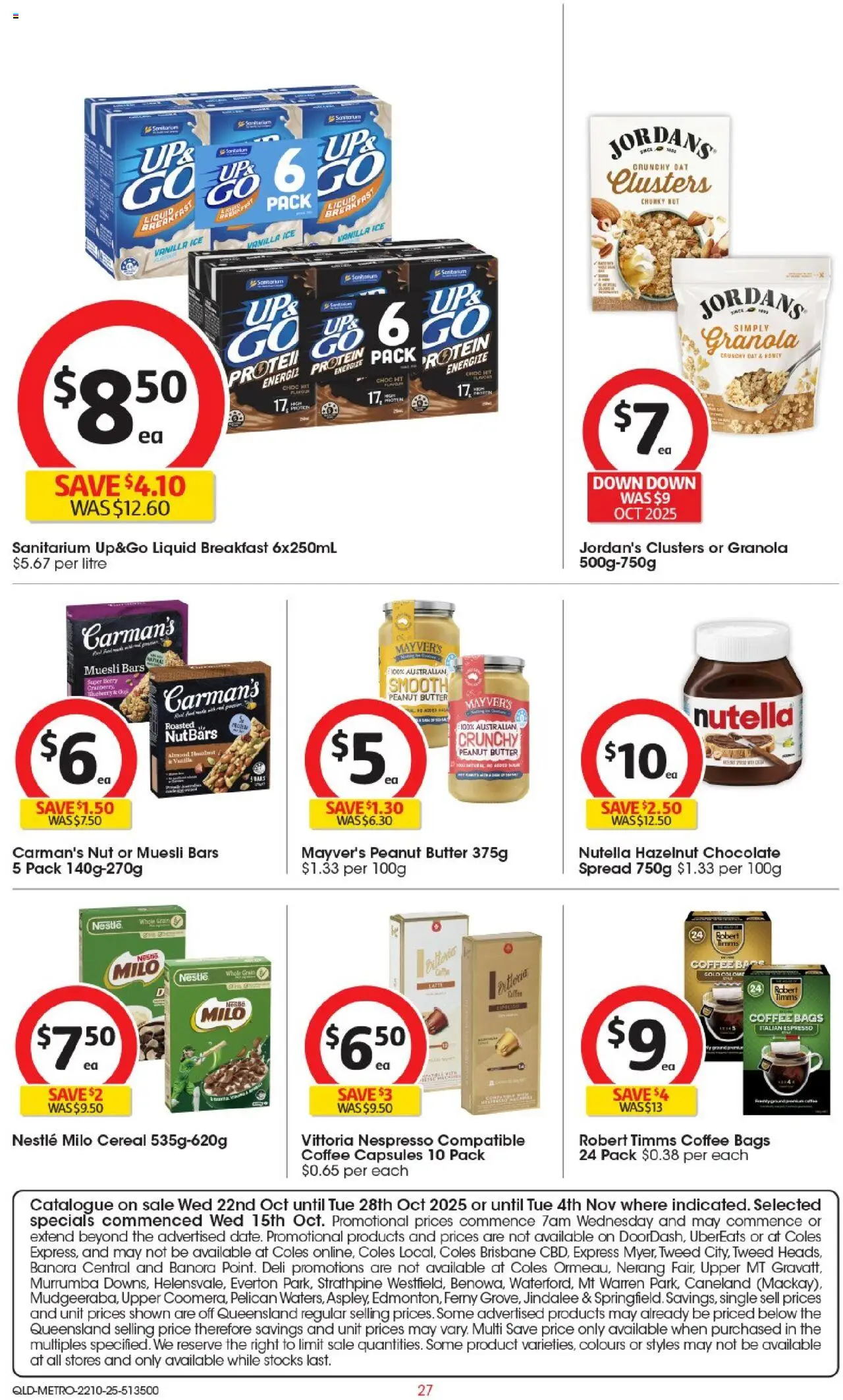 Coles catalogue - valid from 22.10.2025 | Page: 27 | Products: Butter, Coffee, Chocolate, Granola
