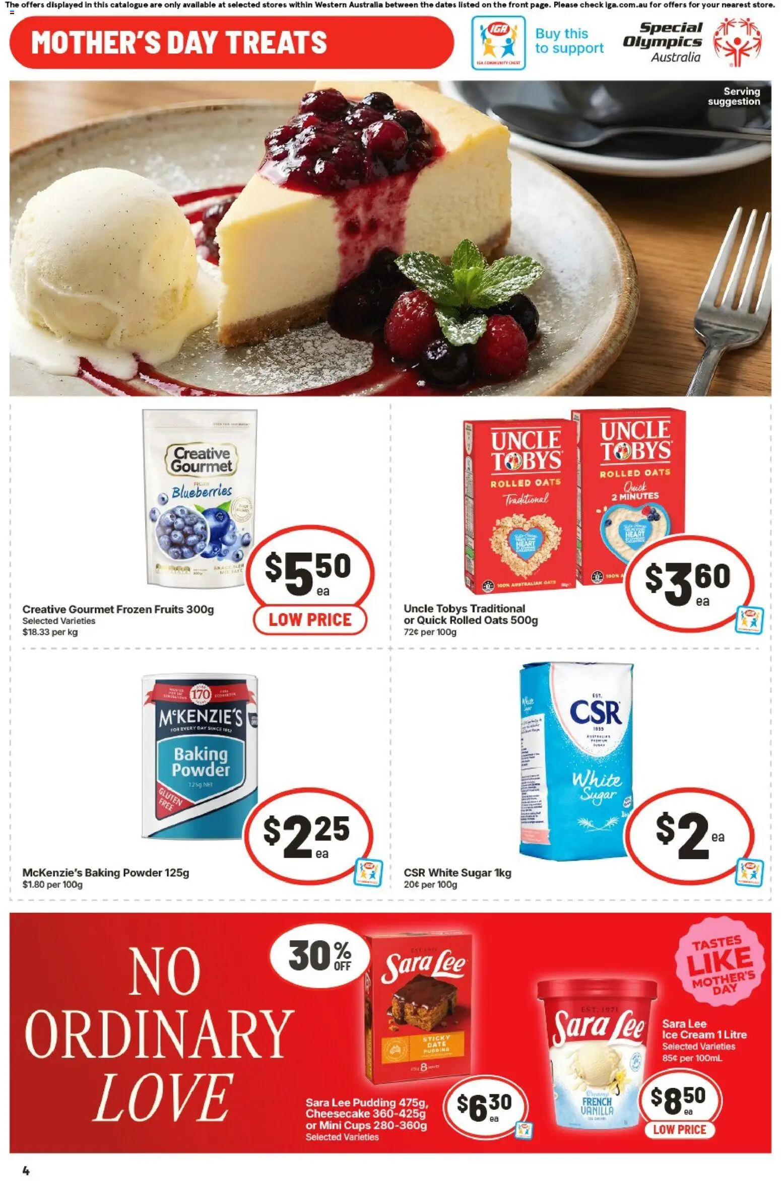 IGA catalogue - valid from 29.04.2026 | Page: 4 | Products: Cups, Powder, Oats, Blueberries