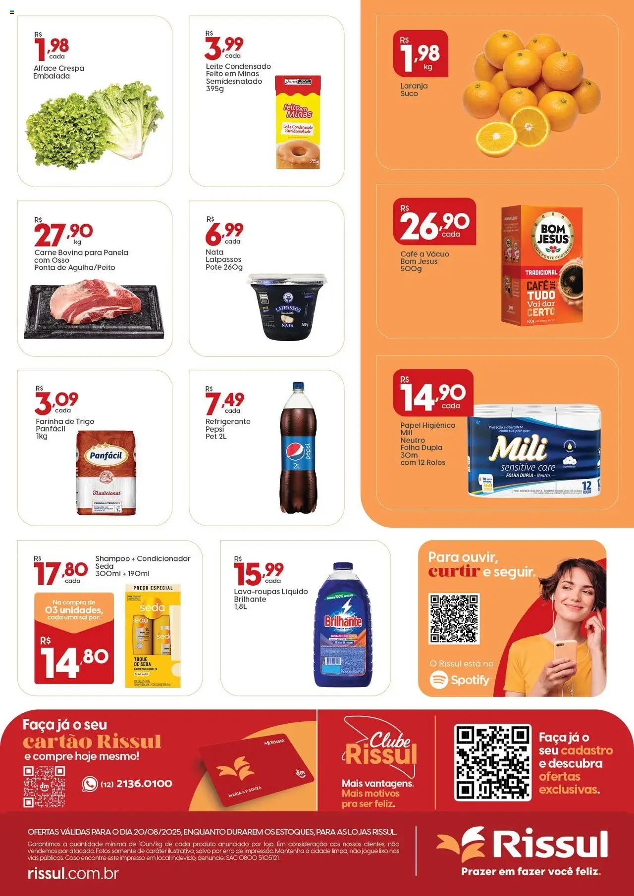 Rissul Folheto - válido de 20.08.2025 | Página: 2 | Produtos: Shampoo, Faca, Leite condensado, Papel higiênico
