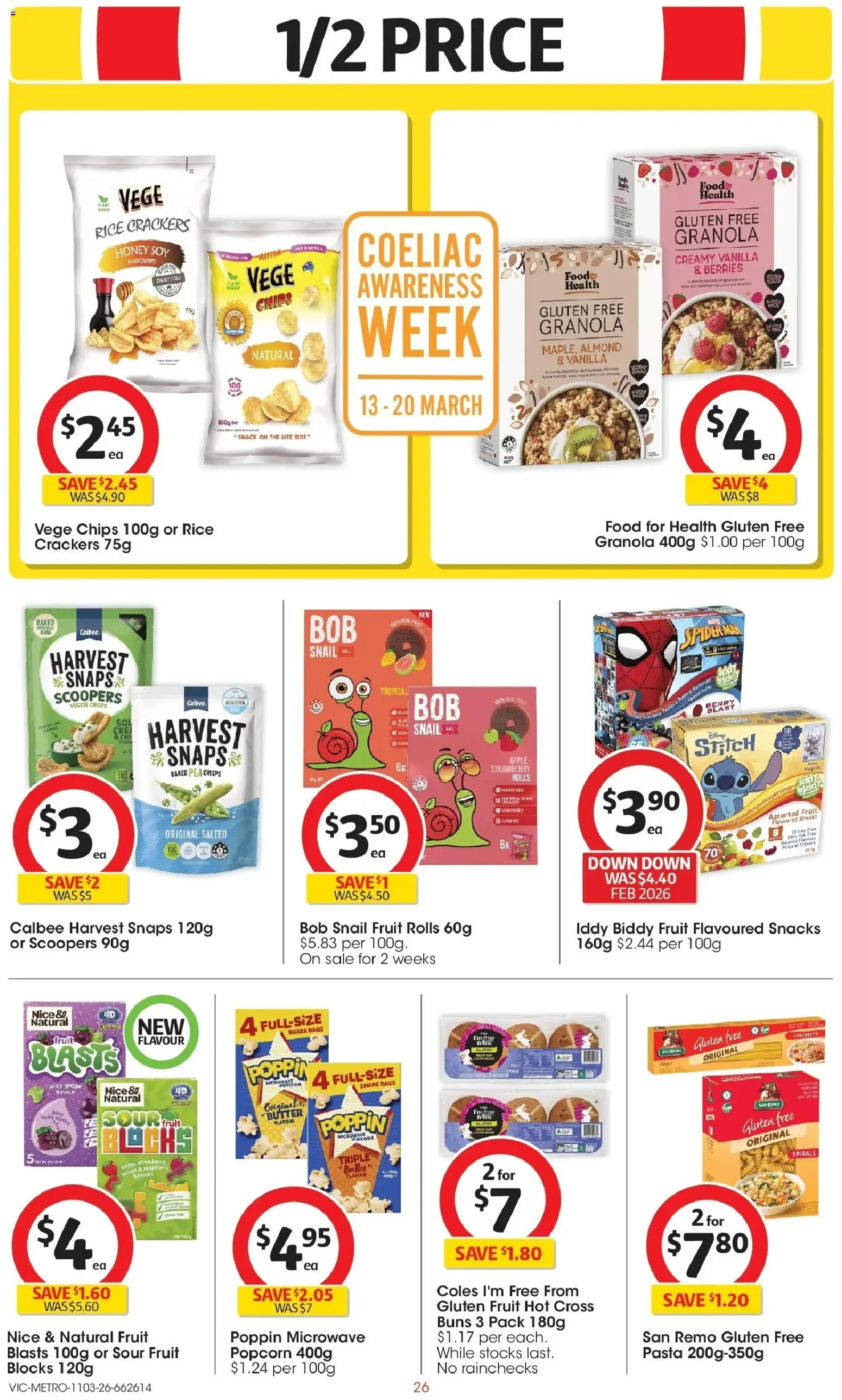 Coles catalogue - valid from 11.03.2026 | Page: 26 | Products: Dairy, Rice, Pasta, Popcorn