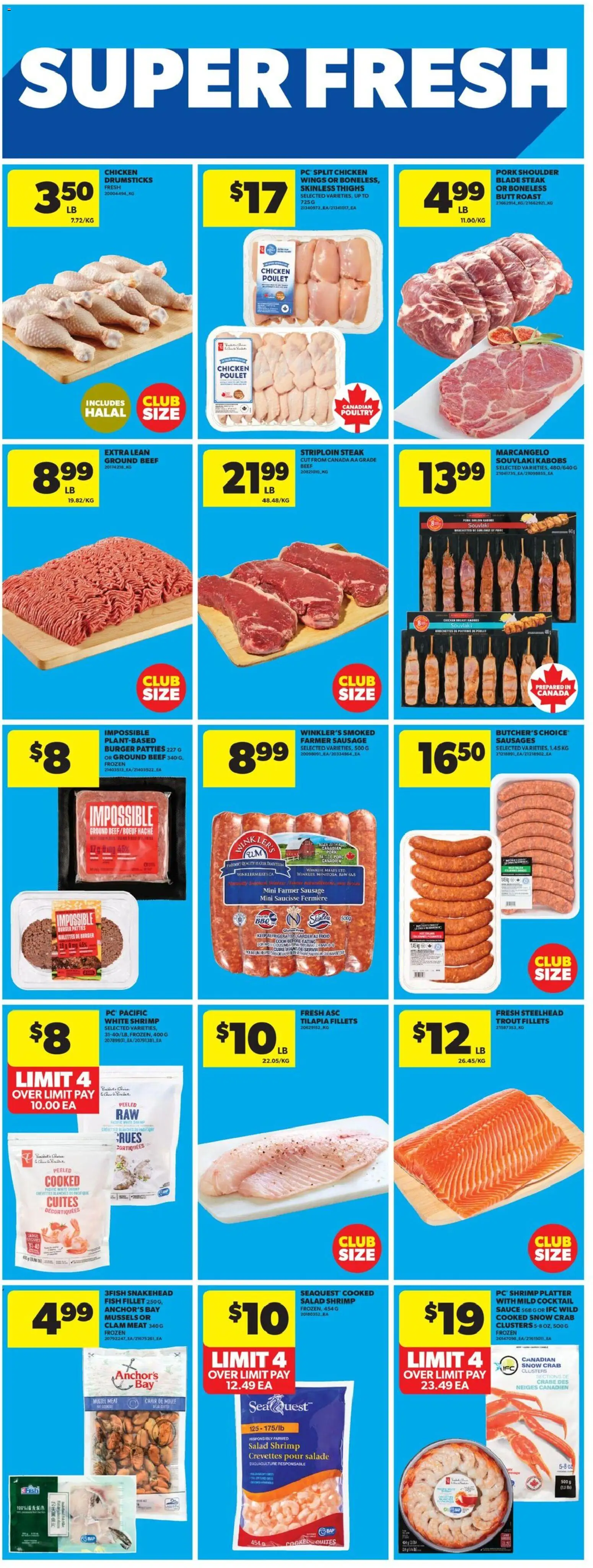 Real Canadian Superstore flyer valid from 05.03.2026 | Page: 12 | Products: Fish, Beef, Salad, Pork