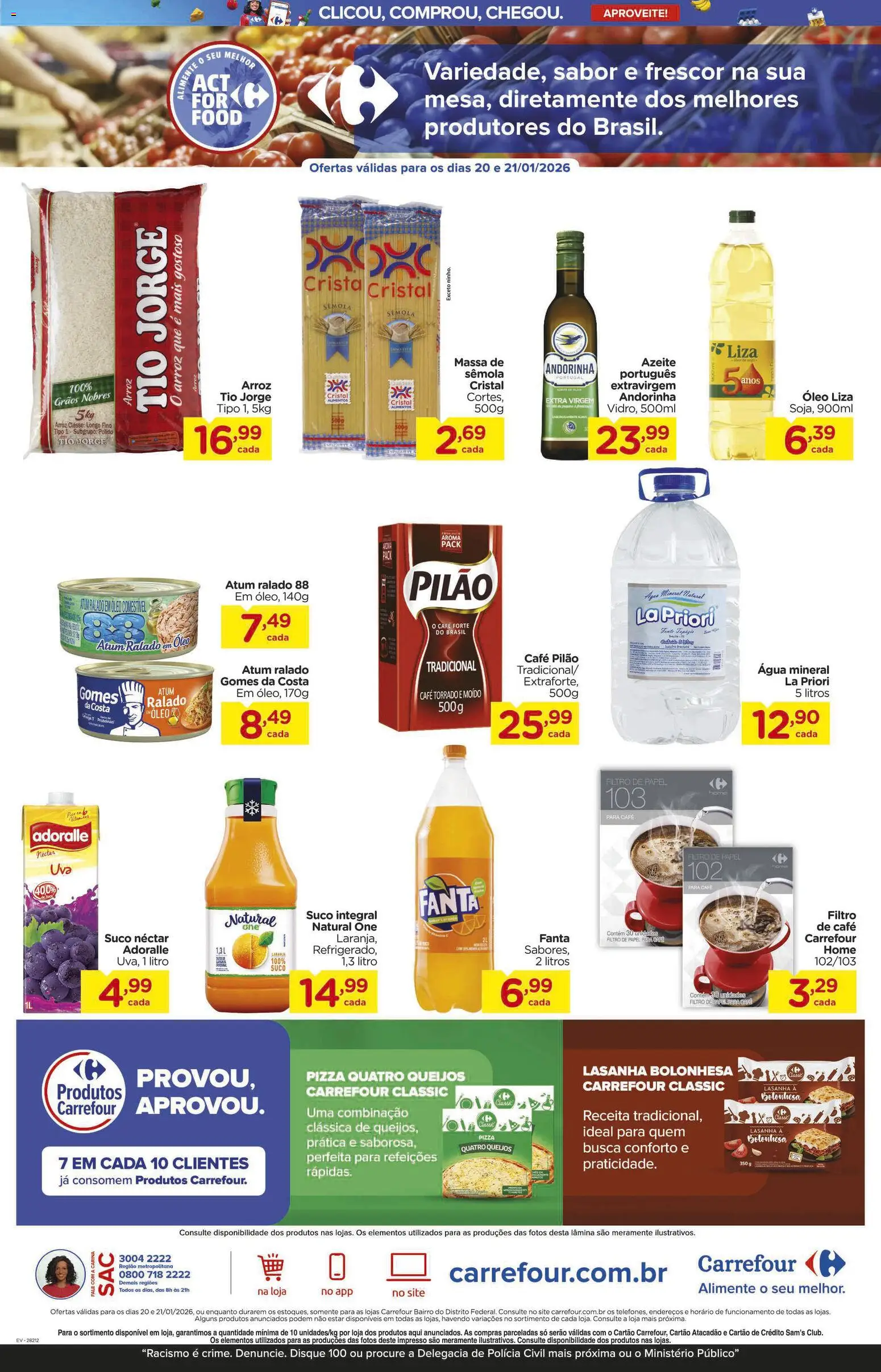 Carrefour Bairro Folheto - válido de 20.01.2026 | Página: 3 | Produtos: Filtro de papel, Óleo, Gomes da costa, Lasanha