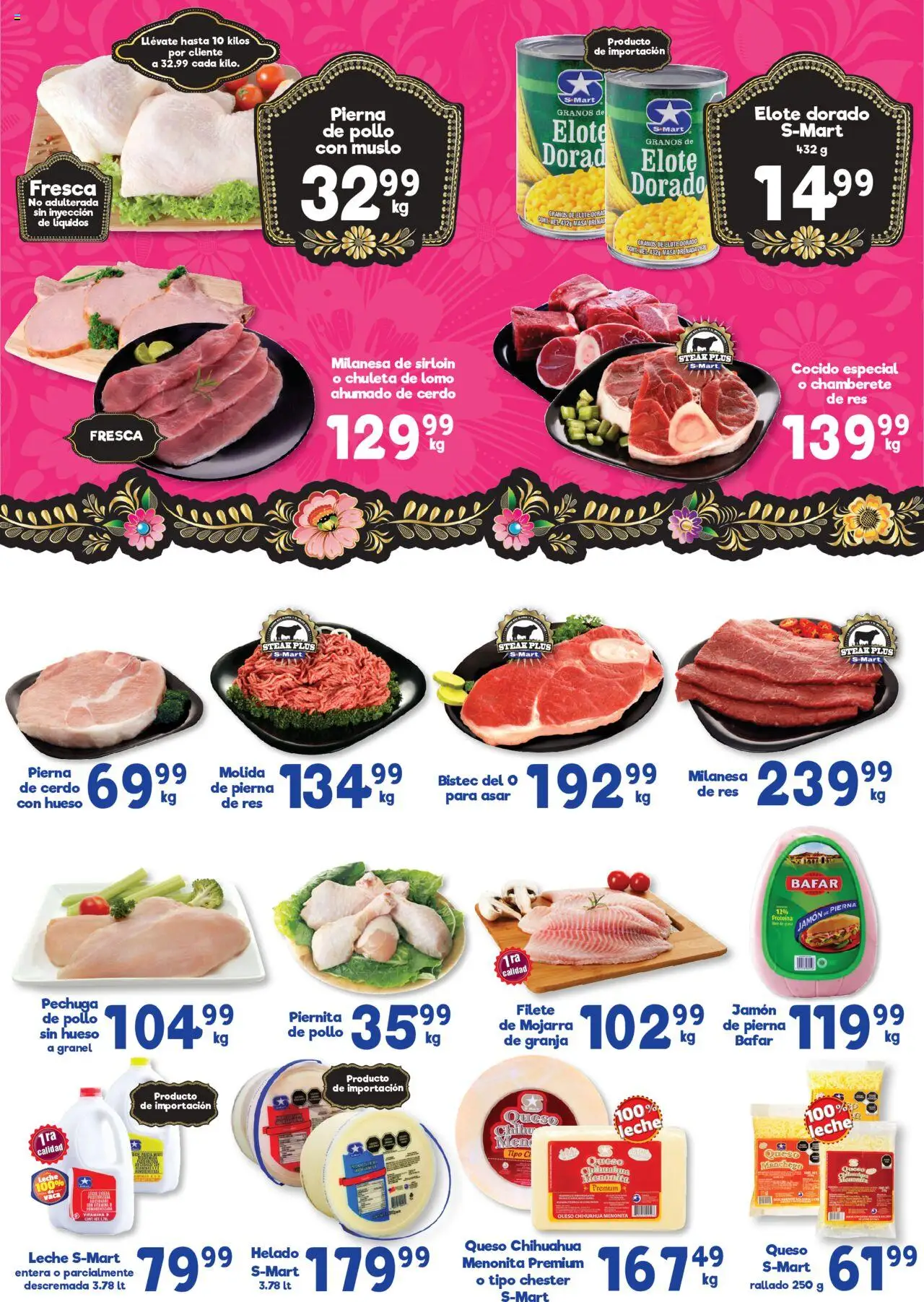 Nuevas ofertas de S-Mart válidas en toda la República Mexicana desde el 12.08.2025. ¡Encuentra las mejores ofertas en S-Mart - Folleto - Reynosa (y Rio Bravo)! | Página: 4 | Productos: Milanesa, Queso, Jamón, Cerdo