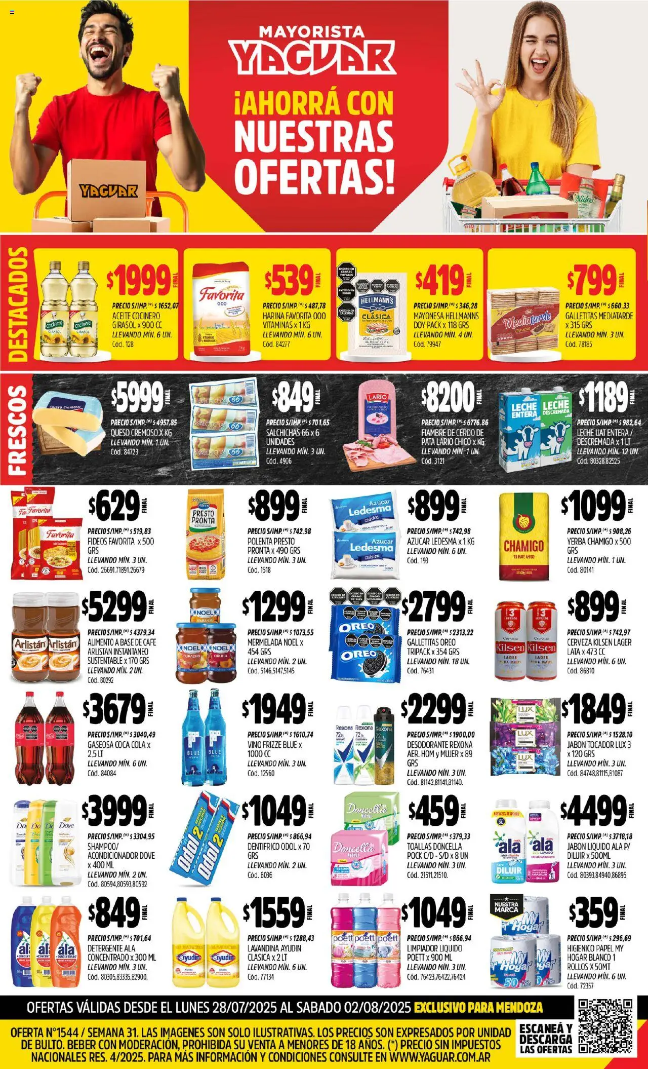 Yaguar - Mendoza │ válido desde el 28.07.2025 | Página: 1 | Productos: Lavandina, Galletitas, Durazno, Café