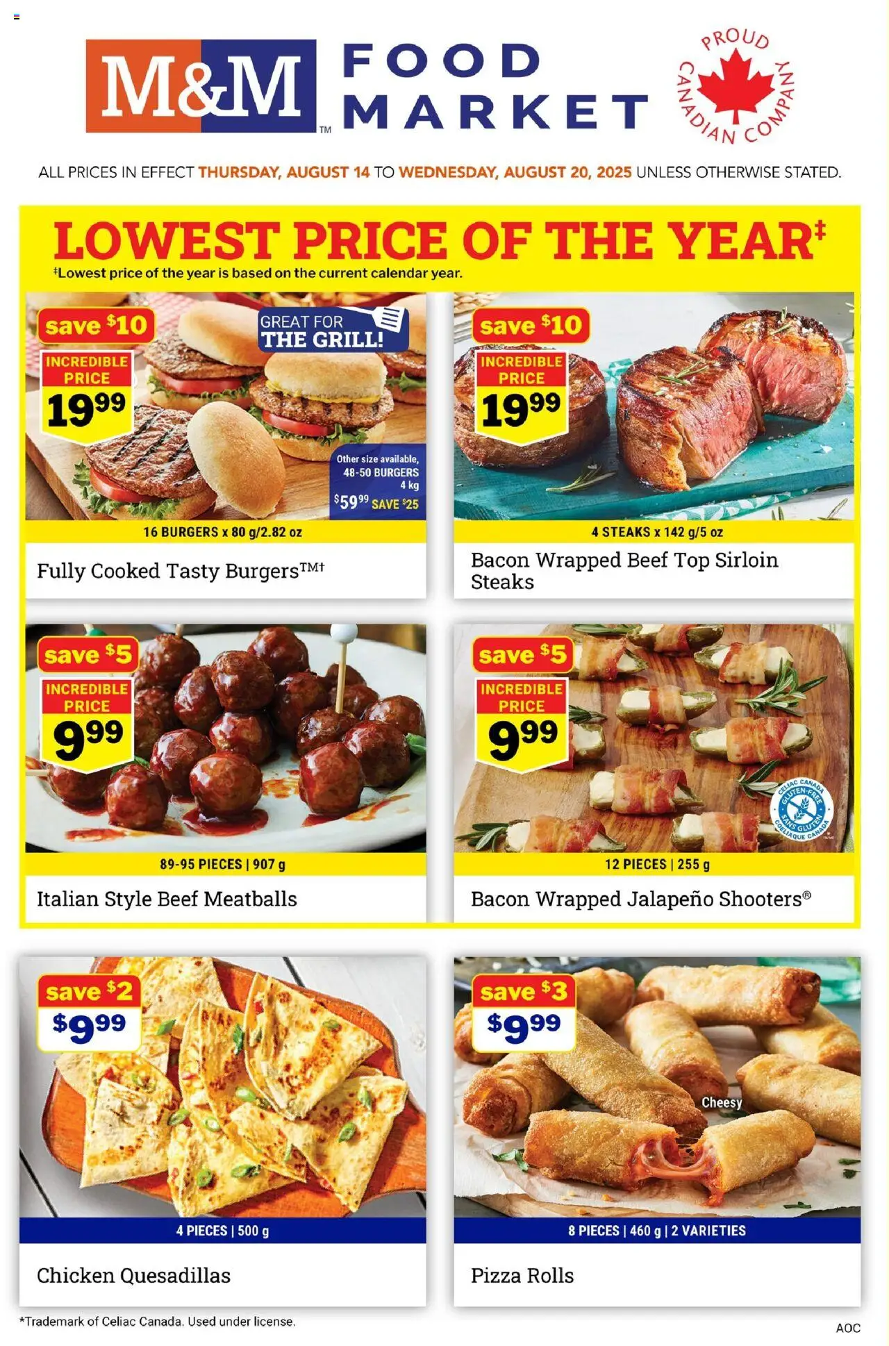 M&M Food Market flyer valid from 14.08.2025 | Page: 1 | Products: Beef, Grill, Pizza, Chicken