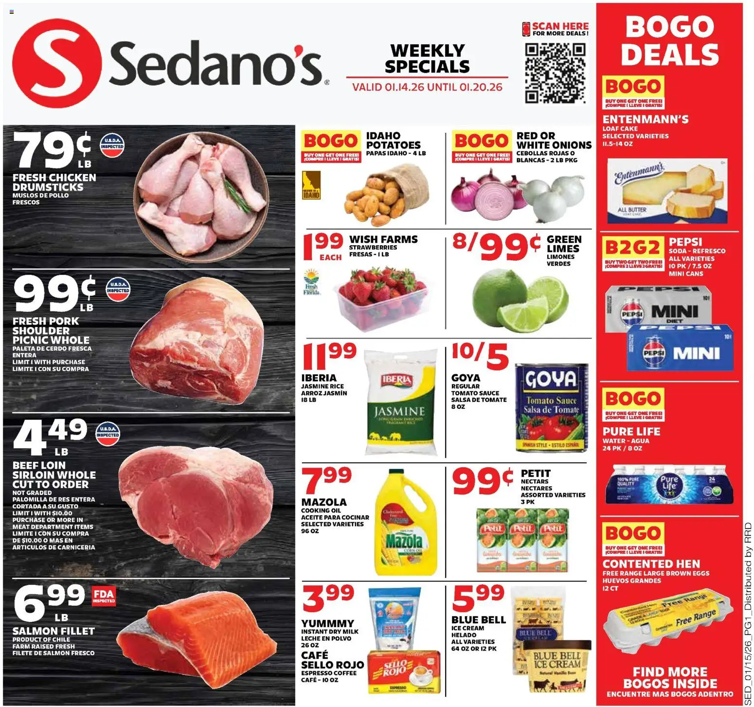 Sedano's Weekly Ad - valid from 14.01.2026 | Page: 1 | Products: Coffee, Ice cream, Potatoes, Sauce