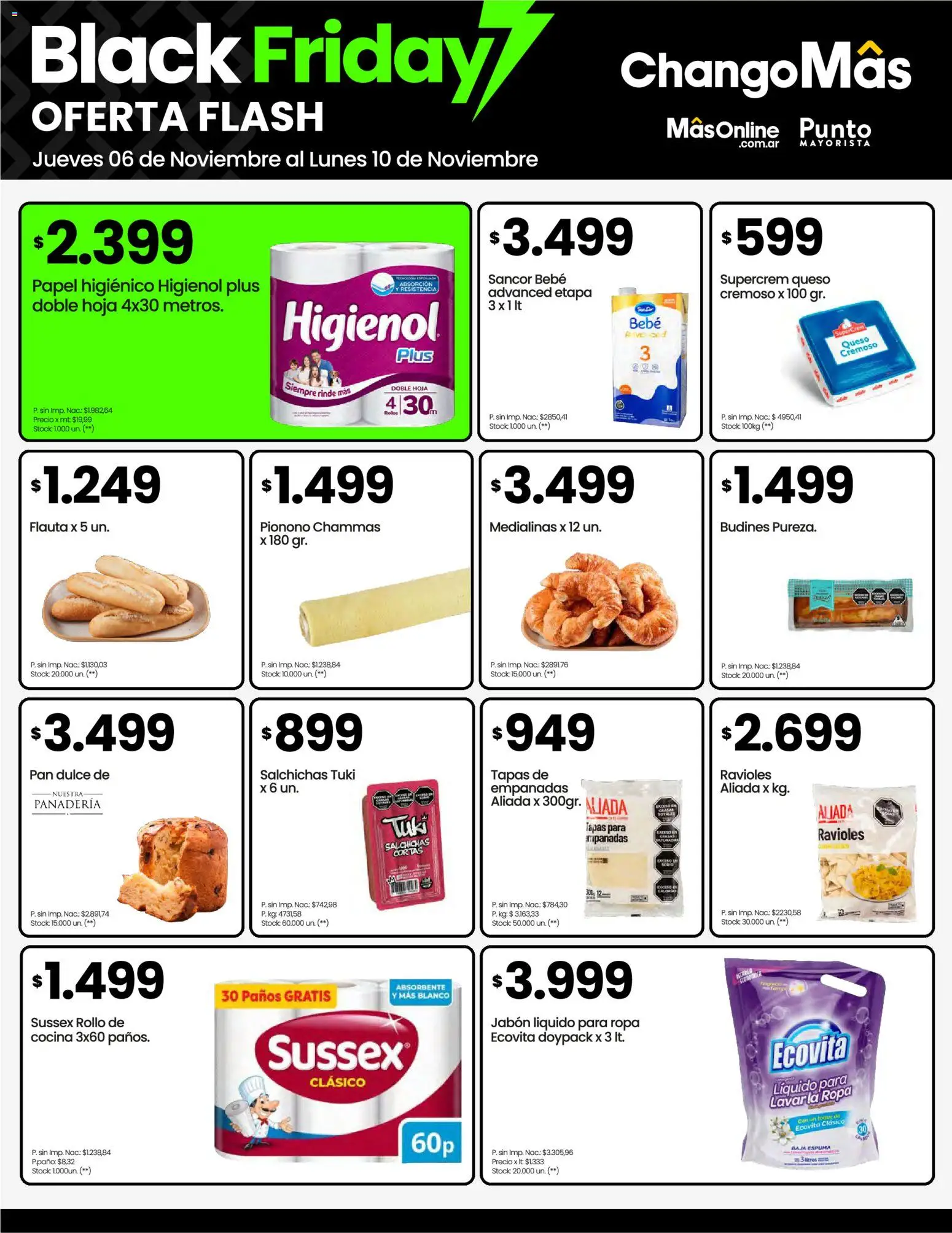 Punto Mayorista catálogo Flash │ válido desde el 06.11.2025 | Página: 7 | Productos: Papel higiénico, Jabón líquido, Pan, Ravioles