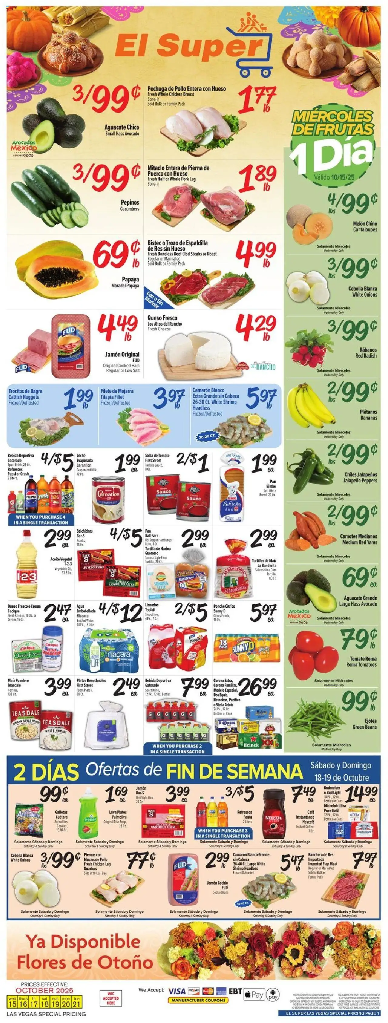 El Super Weekly Ad - valid from 15.10.2025 | Page: 1 | Products: Ham, Tomatoes, Cucumbers, Salt