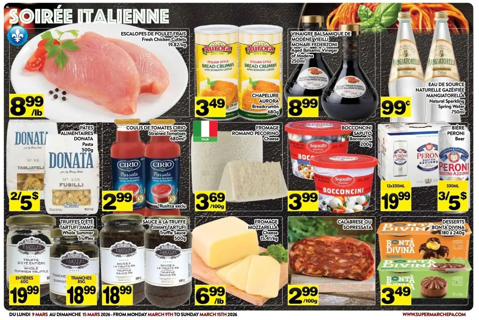 Pa Supermarché flyer valid from 09.03.2026 | Page: 3 | Products: Pasta, Bread, Beer, Chicken