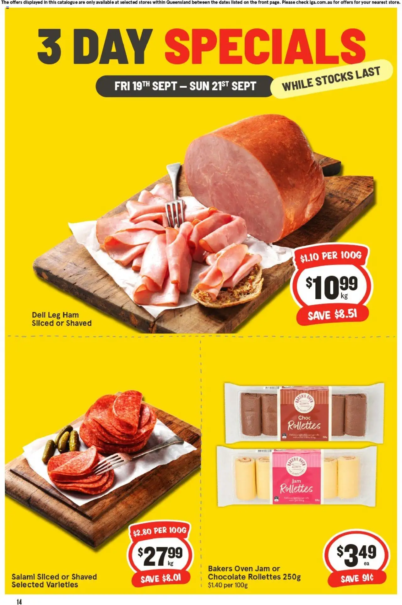 IGA catalogue - valid from 19.09.2025 | Page: 2 | Products: Chocolate, Salami, Ham, Oven