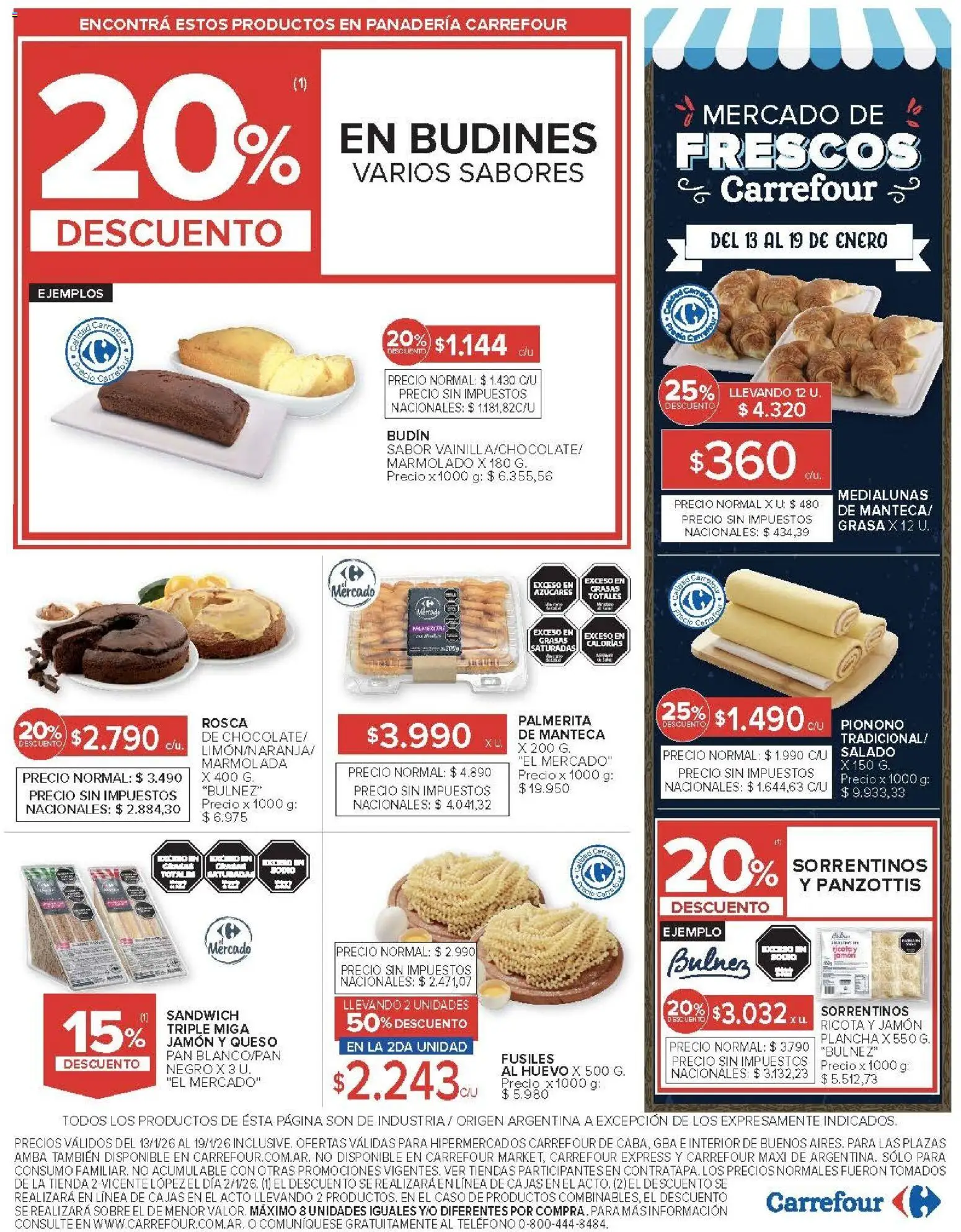 Carrefour ofertas │ válido desde el 13.01.2026 | Página: 20 | Productos: Caso, Sobre, Budín, Pan