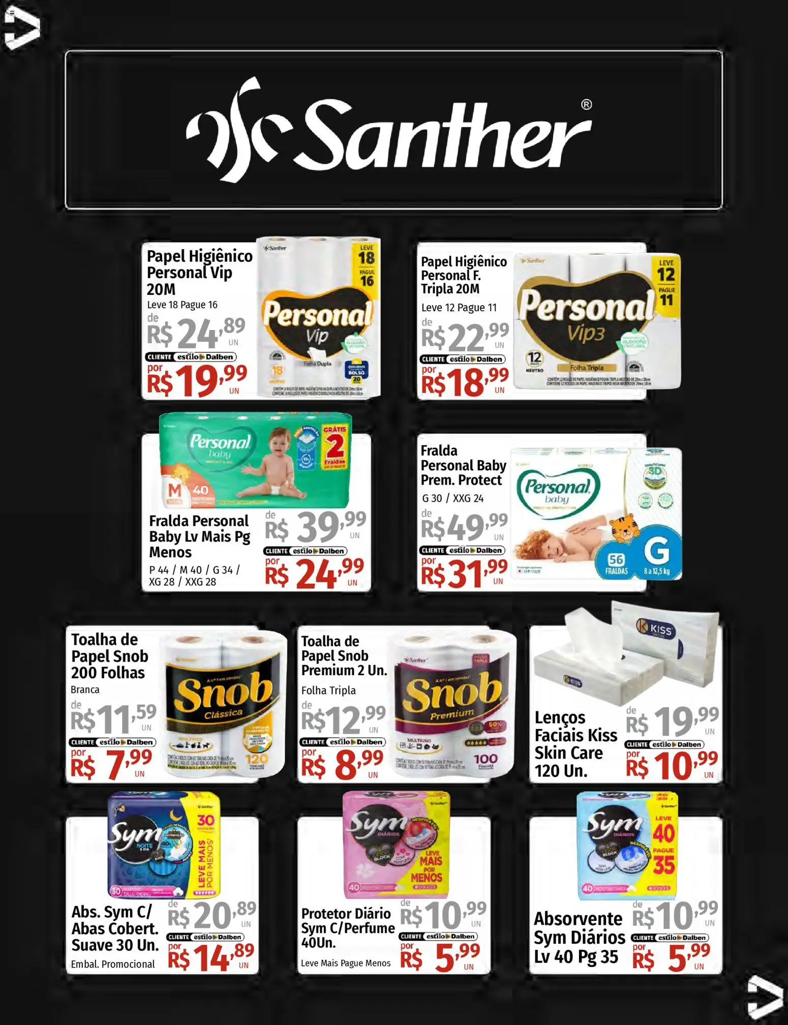 Supermercado Dalben Folheto - válido de 16.03.2026 | Página: 33 | Produtos: Fraldas, Absorvente, Papel higiênico