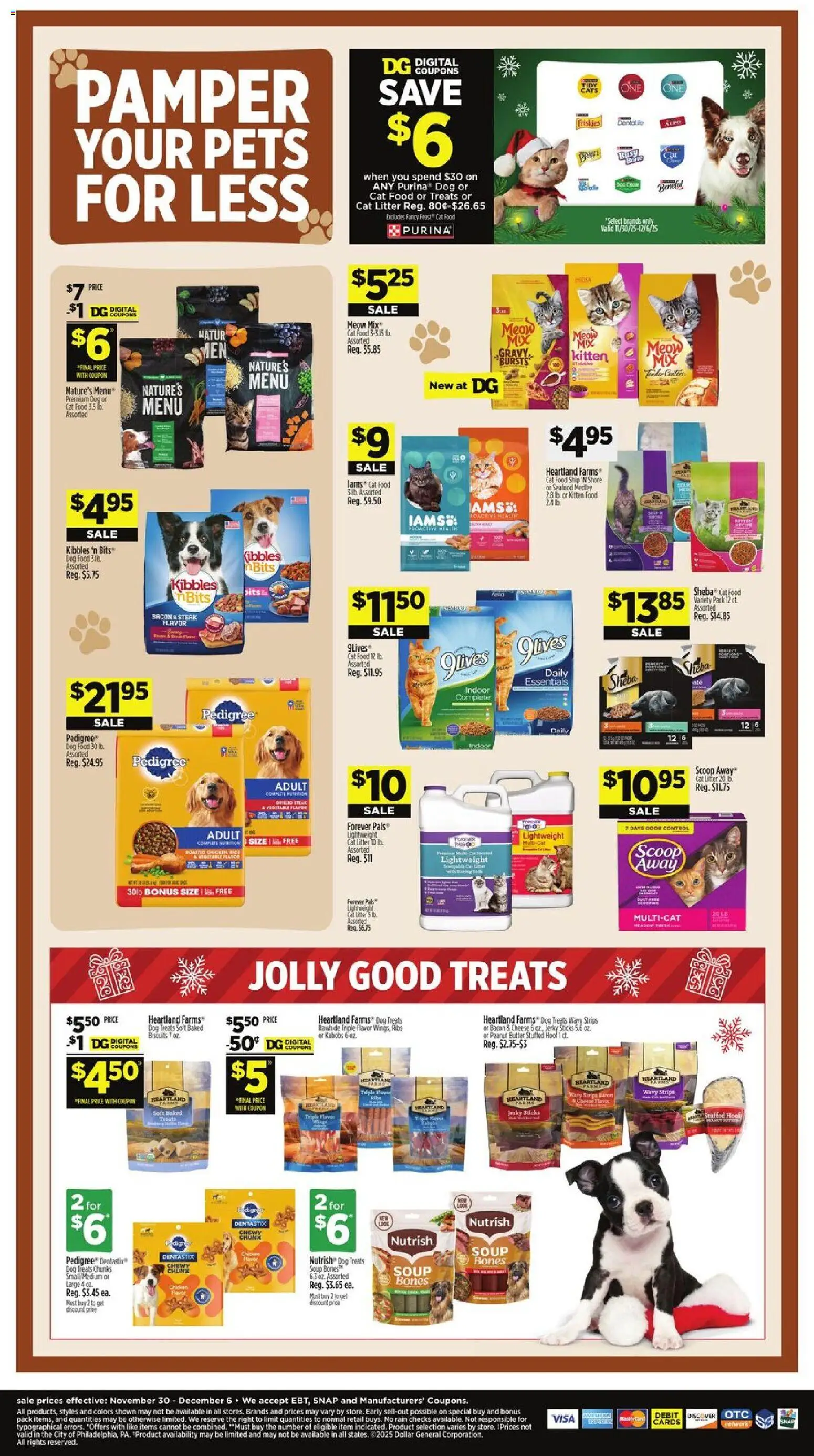 Dollar General Weekly Ad - valid from 30.11.2025 | Page: 18 | Products: Dog Food, Cat Litter, Butter, Seafood