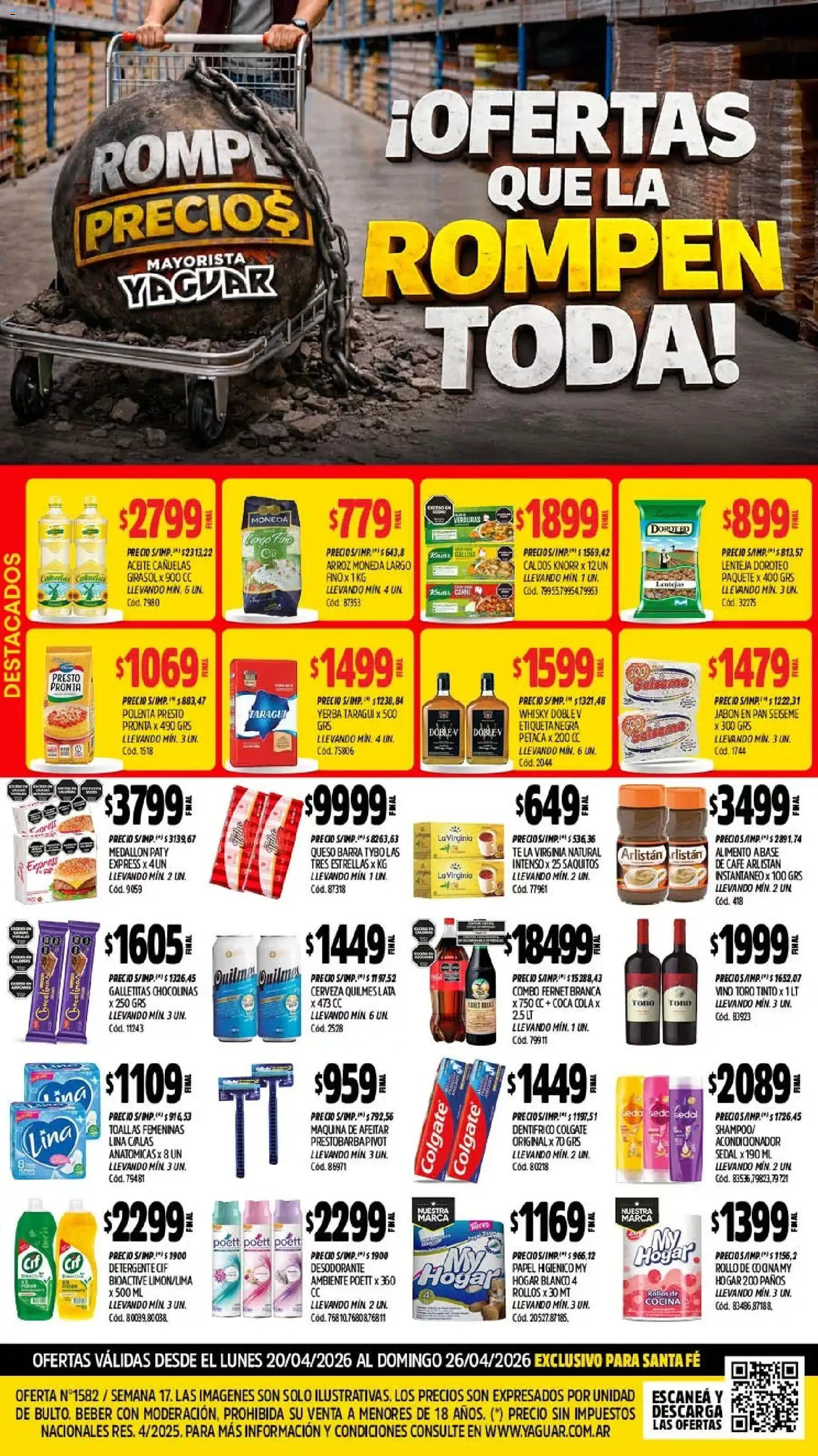 Yaguar - Oferta Semanal Santa Fé │ válido desde el 20.04.2026 | Página: 1 | Productos: Toallas, Maquina de afeitar, Acondicionador, Café