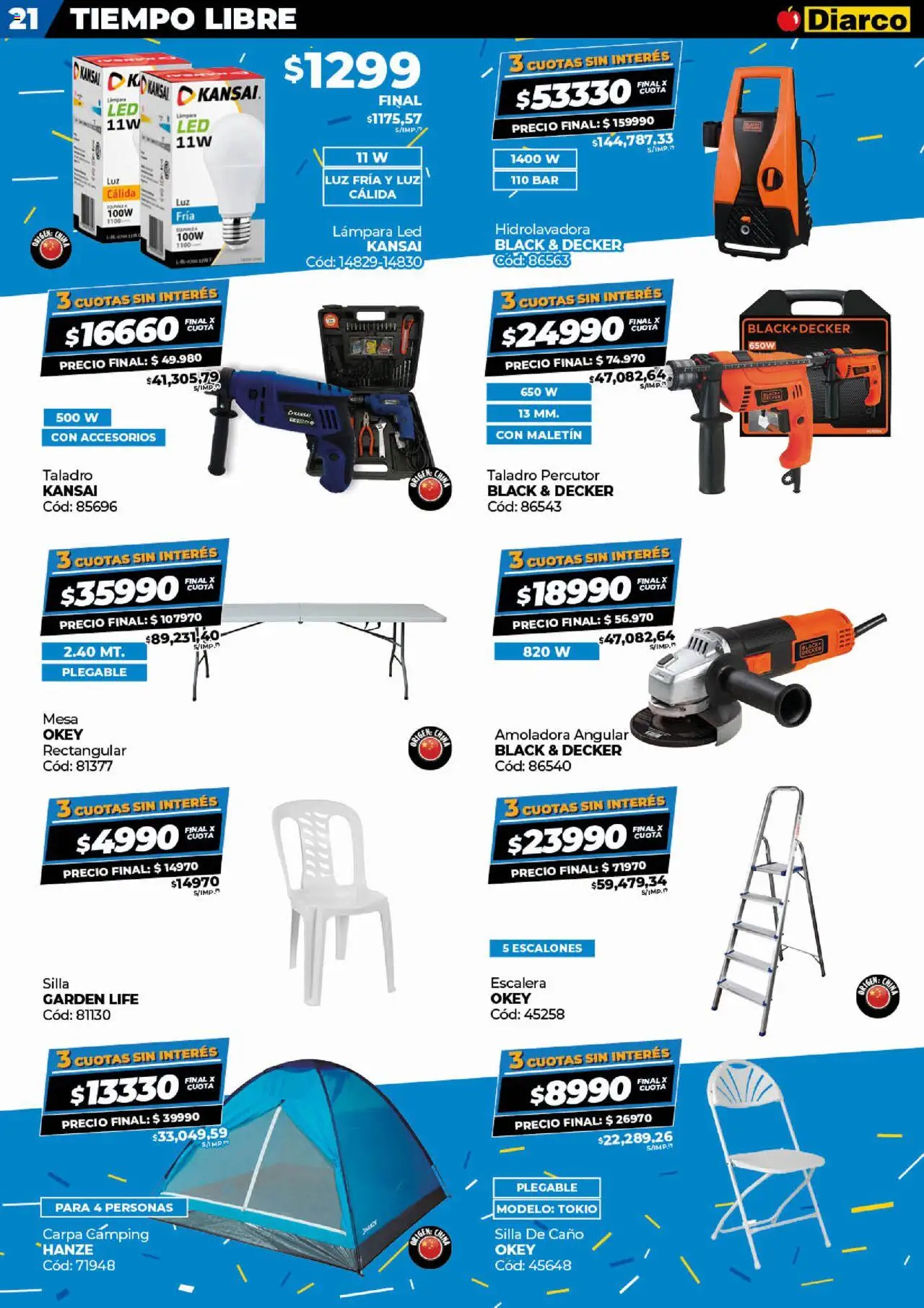 Diarco ofertas │ válido desde el 25.08.2025 | Página: 21 | Productos: Escalera, Amoladora, Mesa, Silla