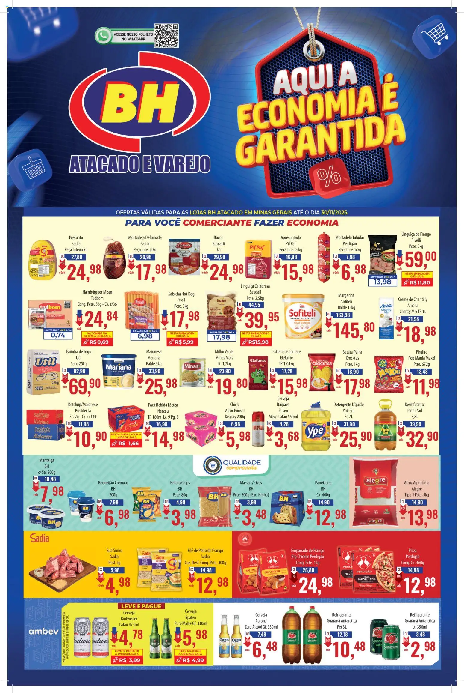 Supermercados BH Folheto - válido de 17.11.2025 | Página: 1 | Produtos: Cerveja, Arroz, Batata, Margarina