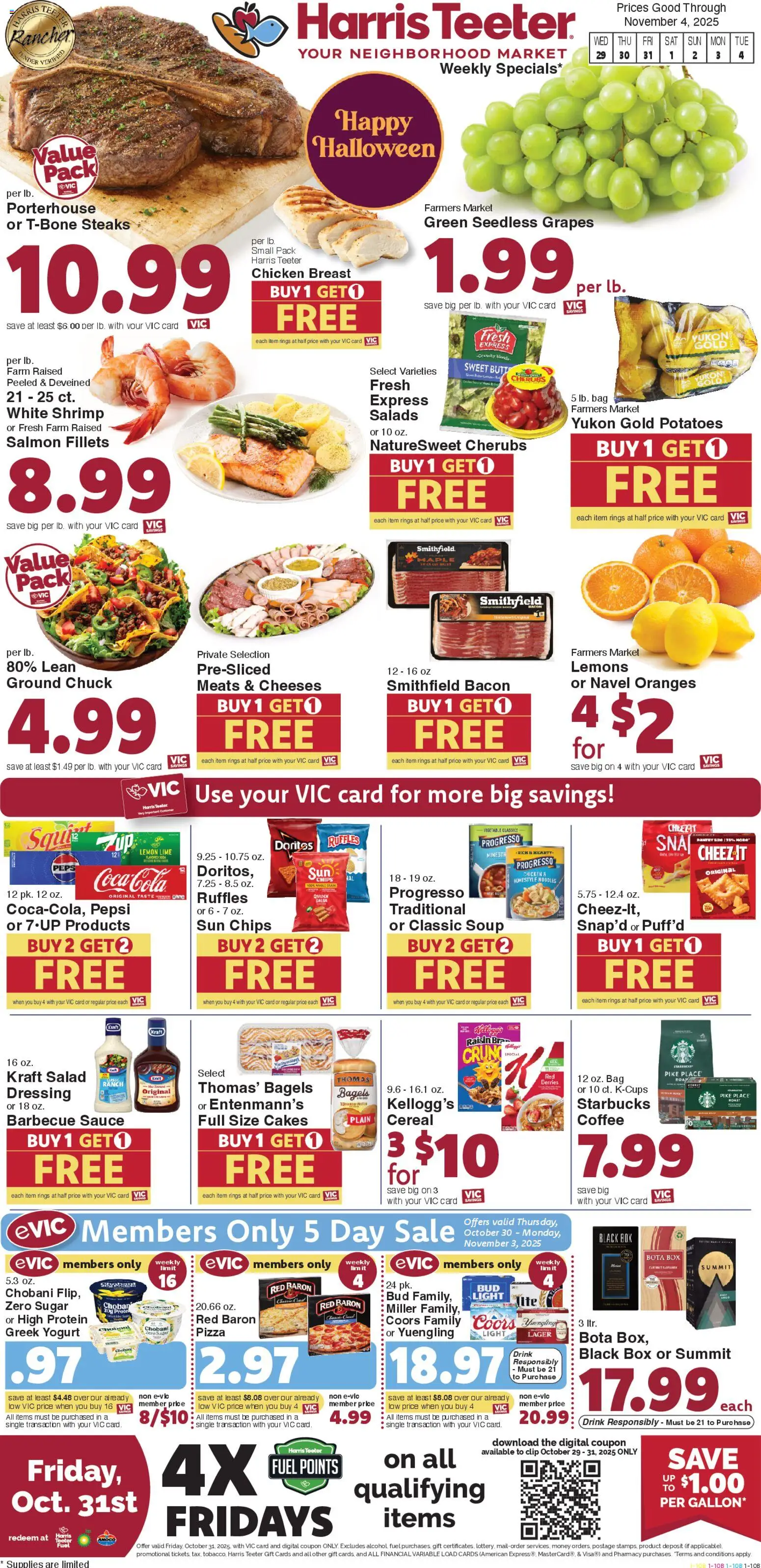 Harris Teeter Weekly Ad - valid from 29.10.2025 | Page: 1 | Products: Oranges, Potatoes, Sauce, Bag