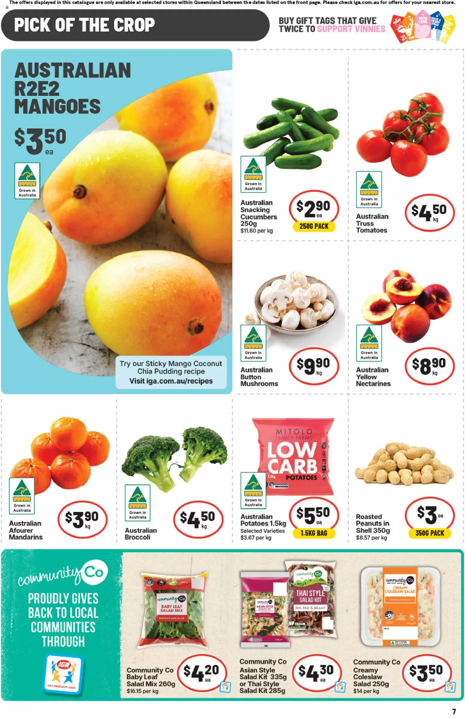 IGA catalogue - valid from 12.11.2025 | Page: 10 | Products: Mandarins, Pudding, Mango, Bag